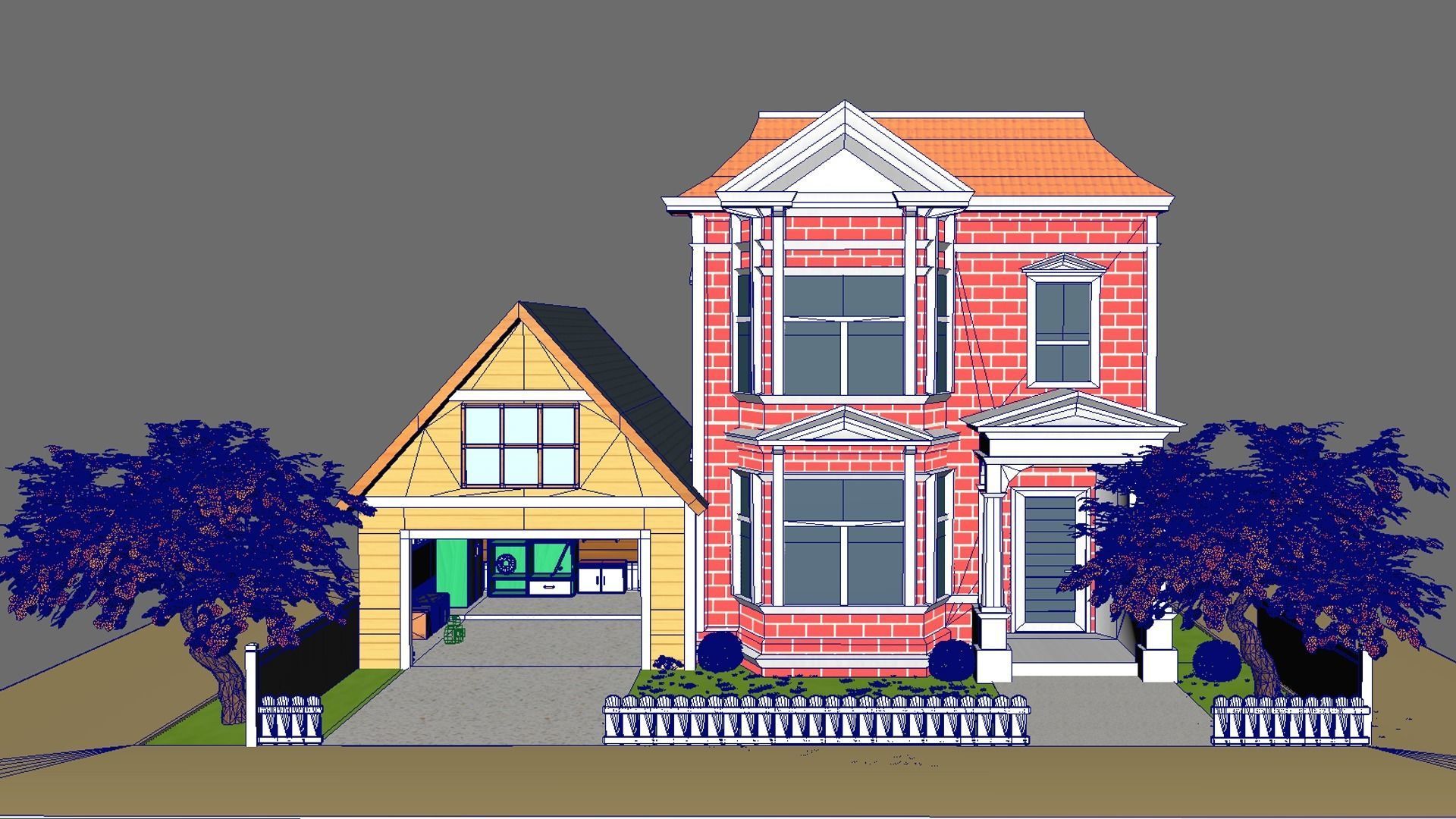 Cartoon house vs gara 3D model Low-poly 3D model_4