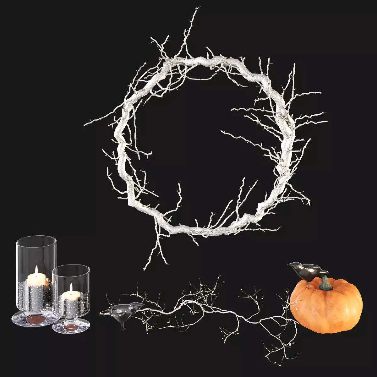 Halloween decor set 3D model_0