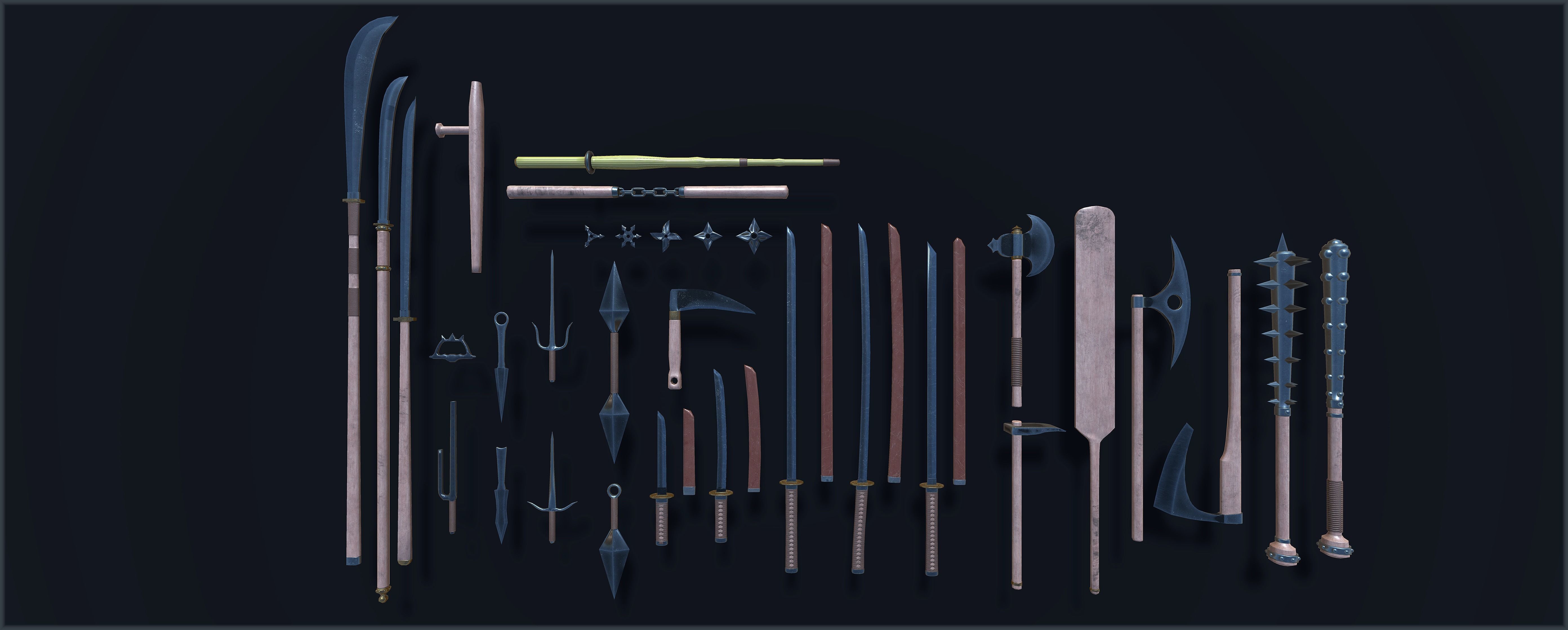 Japanese Weapon Collection Low-poly 3D model_5