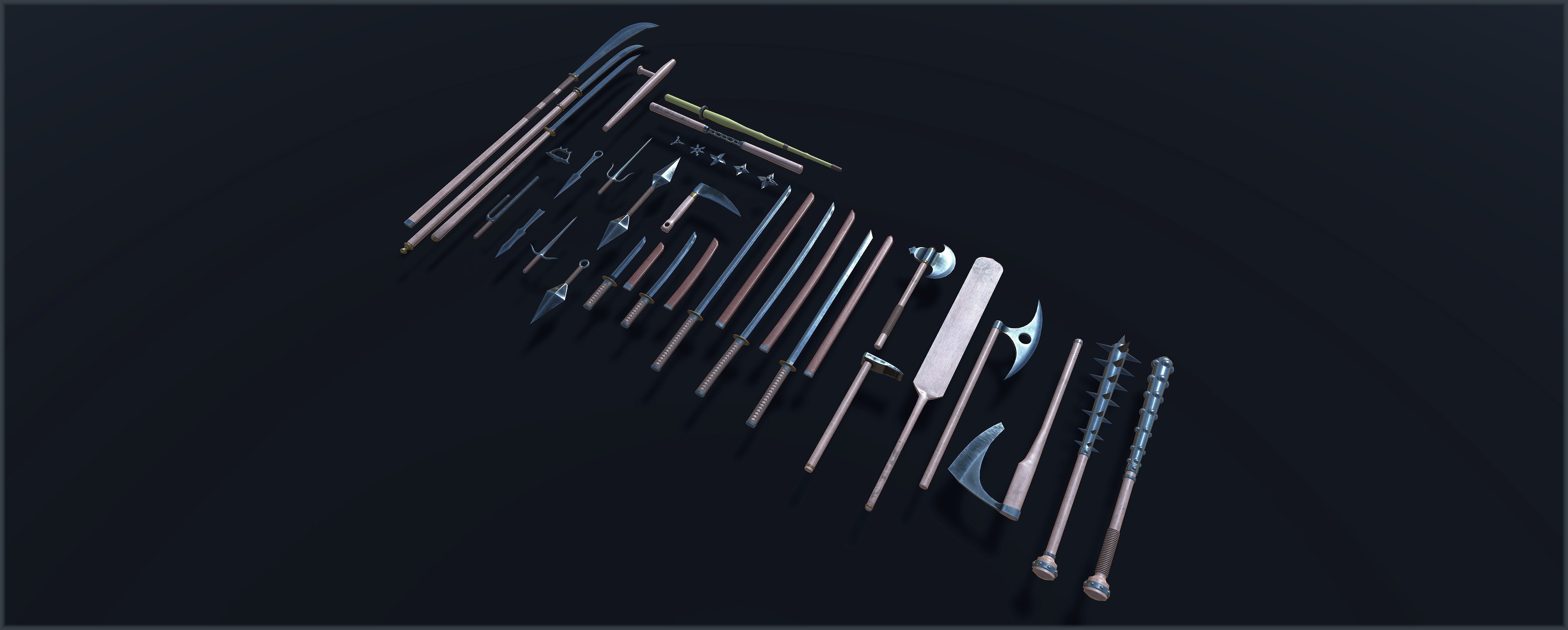 Japanese Weapon Collection Low-poly 3D model_1