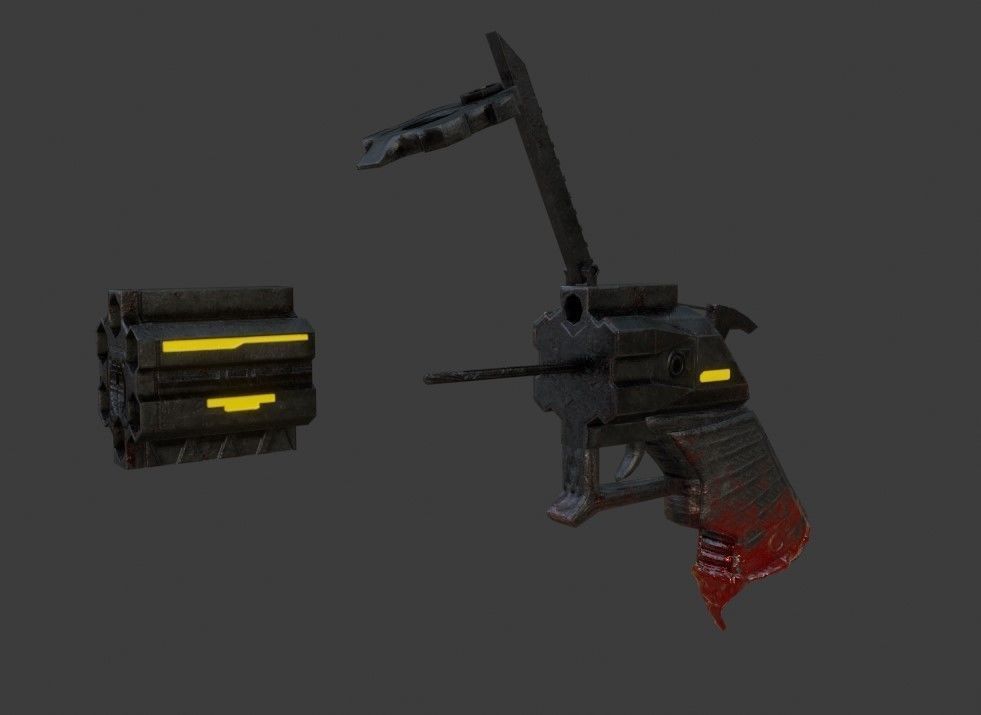 Sci-fi Revolver Low-poly 3D model_2