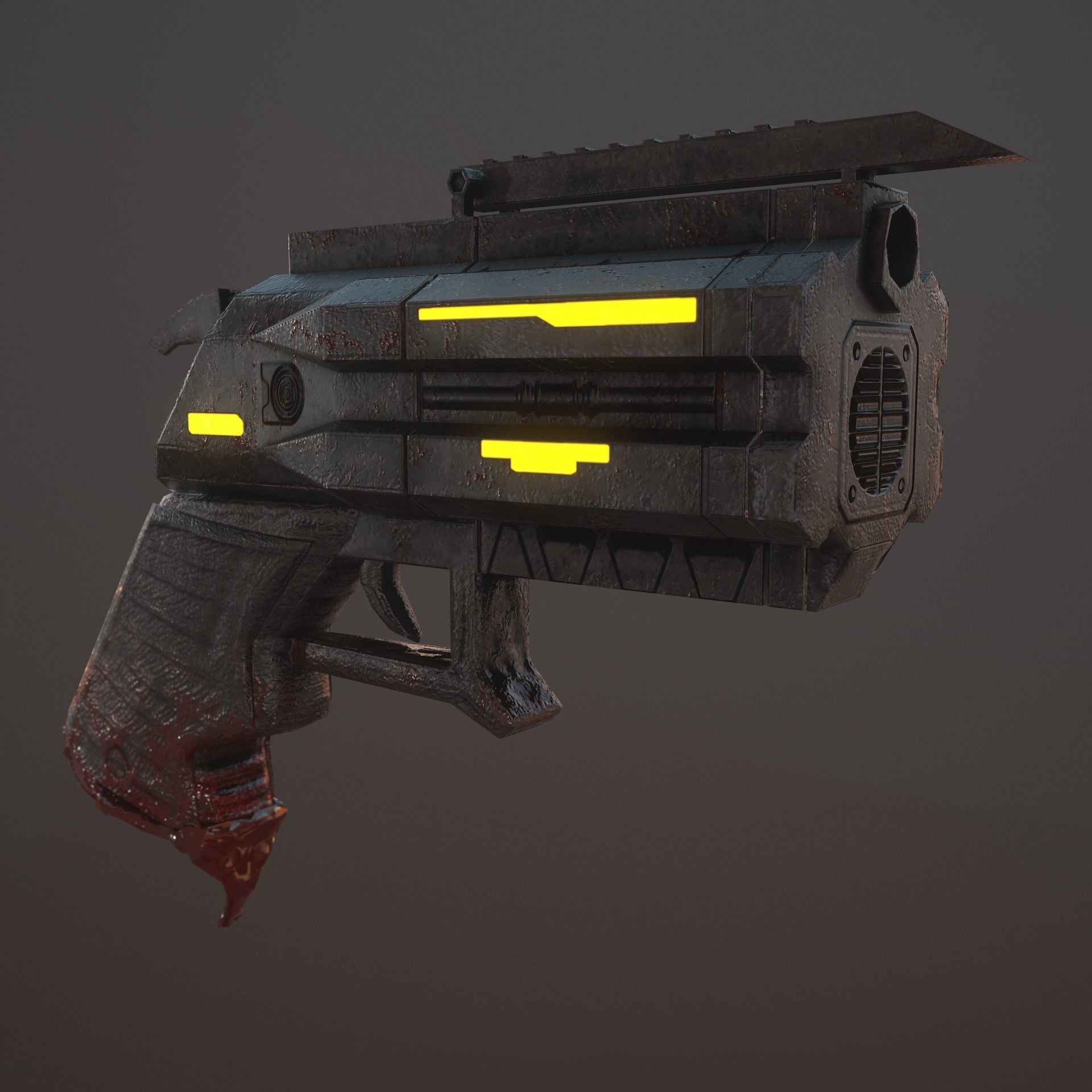 Sci-fi Revolver Low-poly 3D model_7