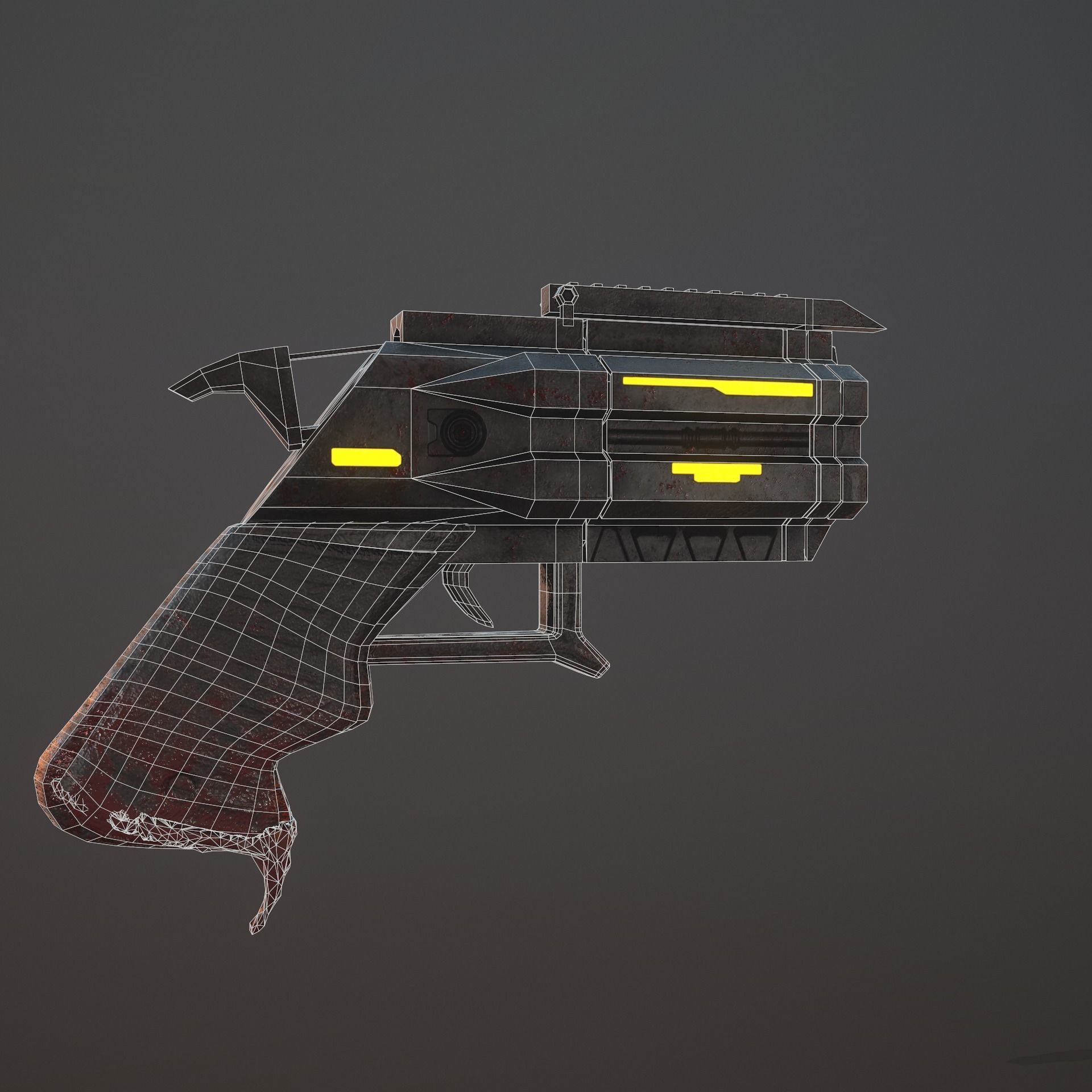 Sci-fi Revolver Low-poly 3D model_11