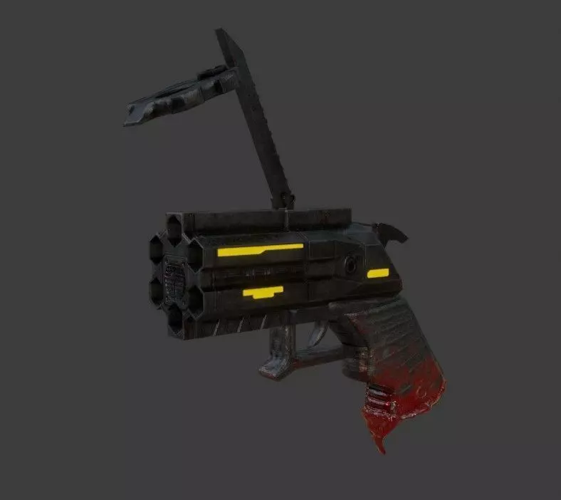 Sci-fi Revolver Low-poly 3D model_0