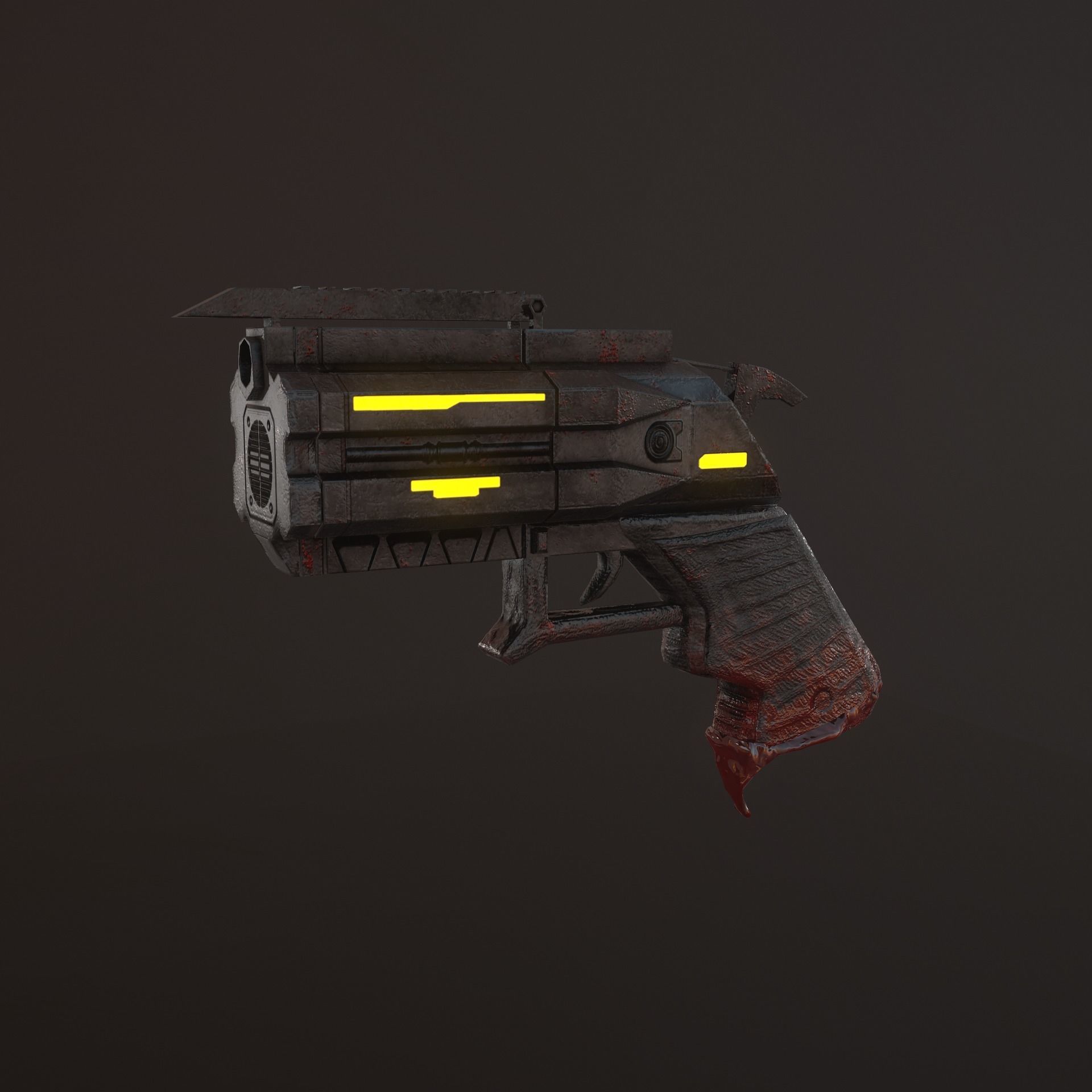 Sci-fi Revolver Low-poly 3D model_9