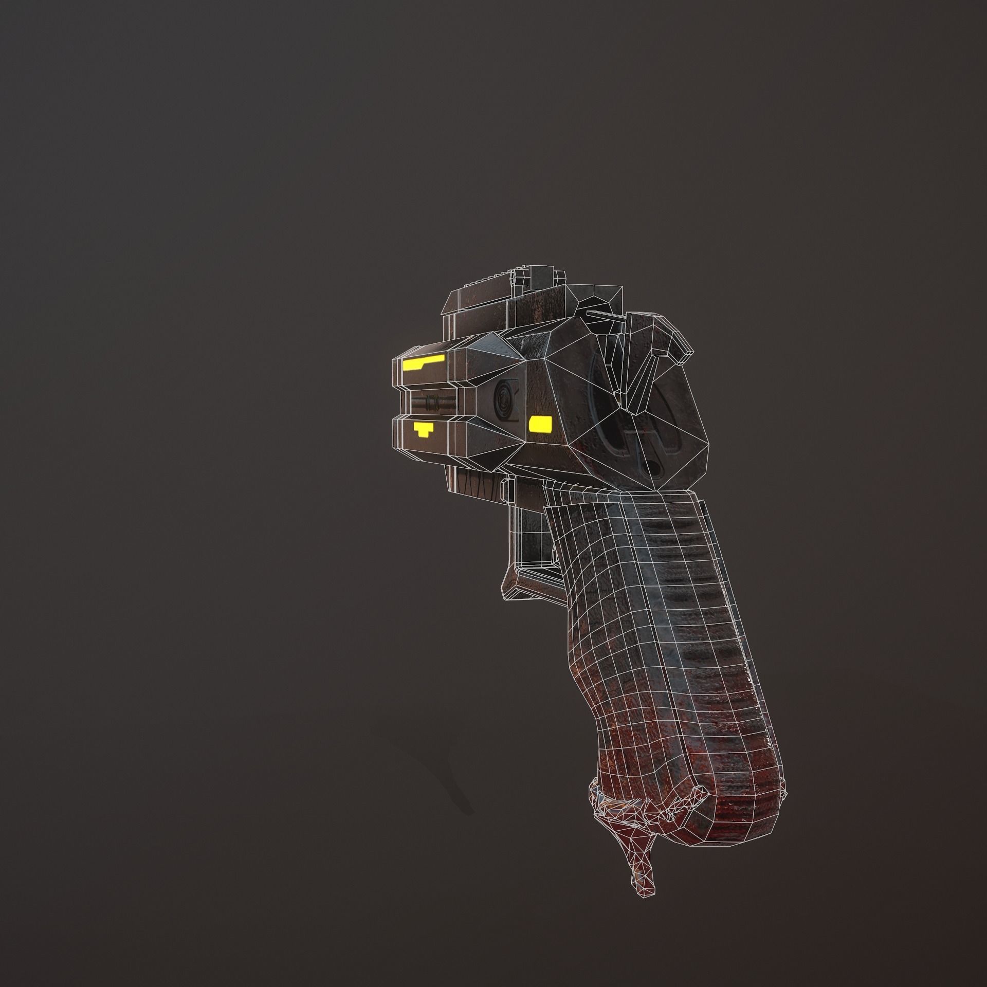 Sci-fi Revolver Low-poly 3D model_13