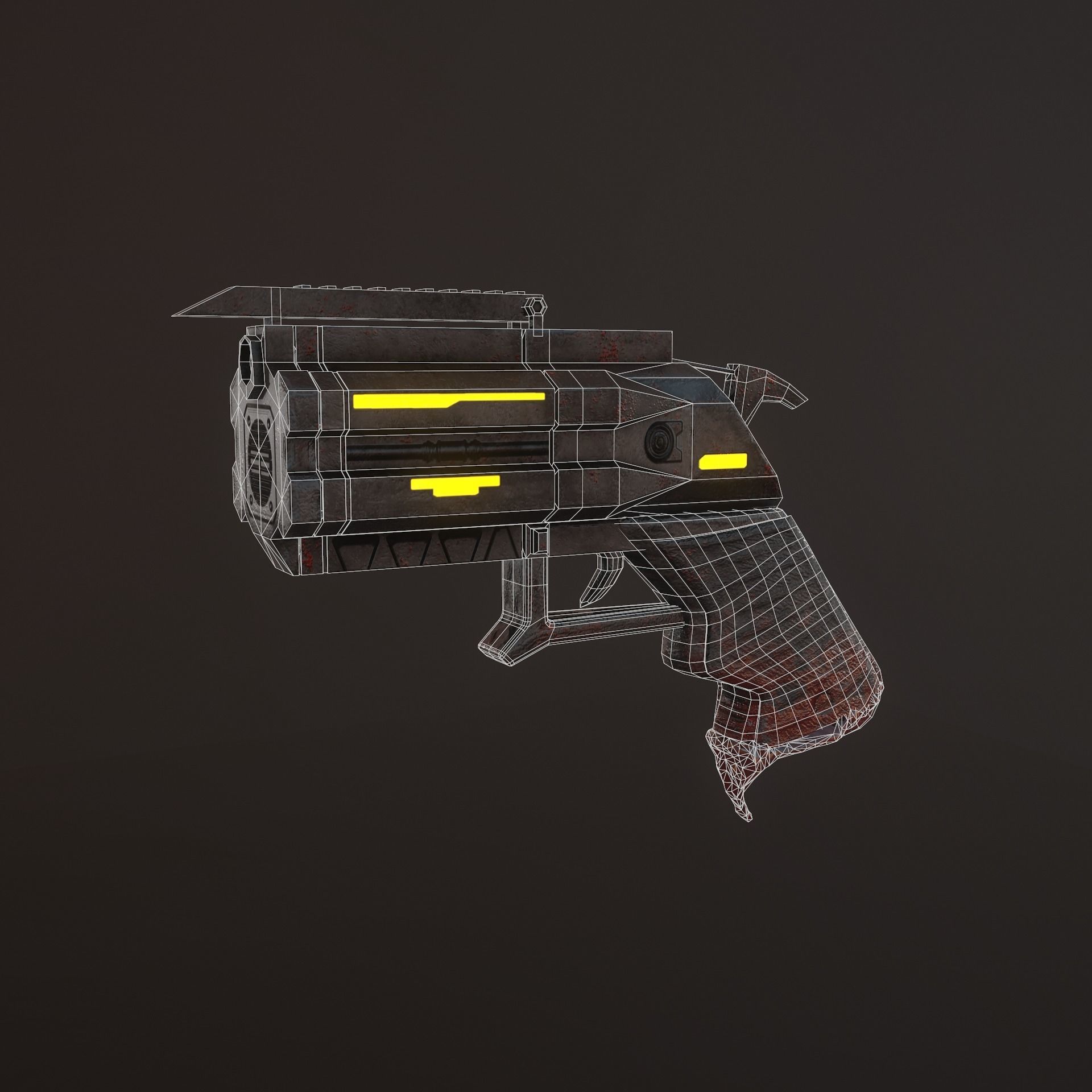 Sci-fi Revolver Low-poly 3D model_10