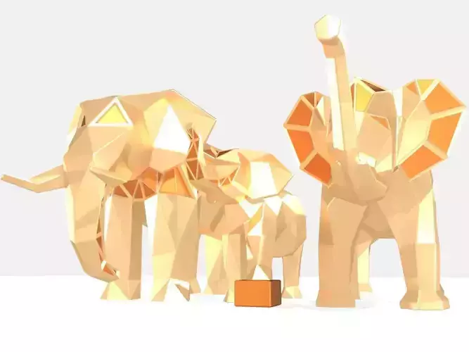 Polygonal Elephant Family Parametric