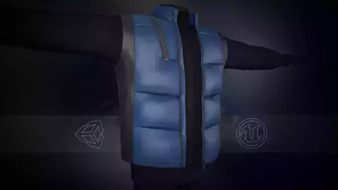 Black And Blue Puffer Vest