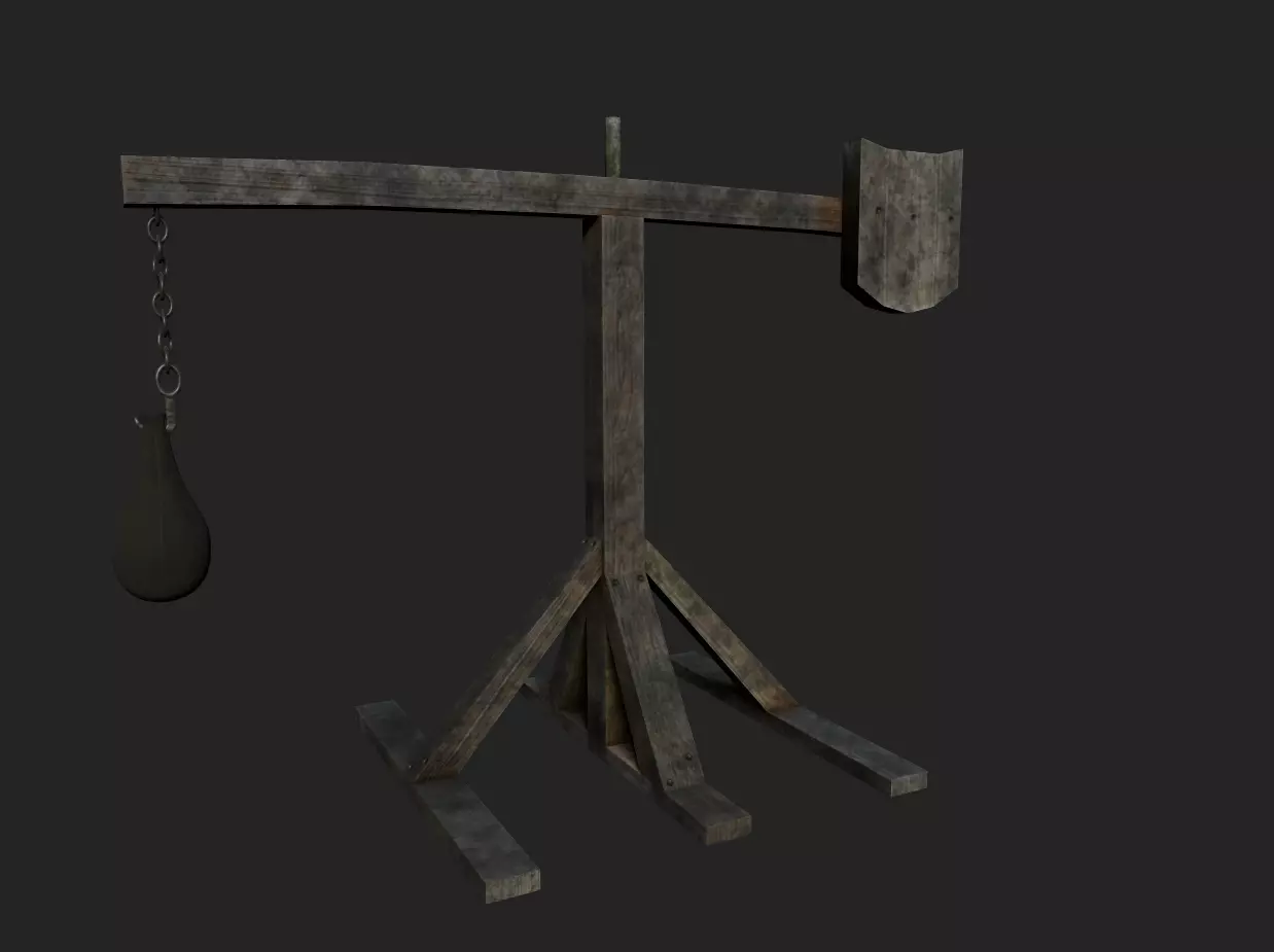 Medieval Quintain Low-poly 3D model_0