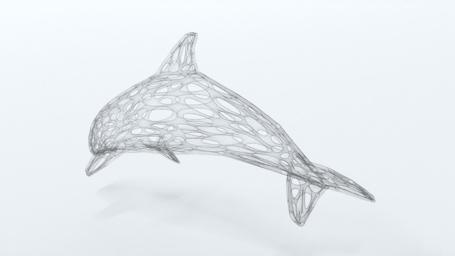 Dolphin Voronoi Statue 3D model_11