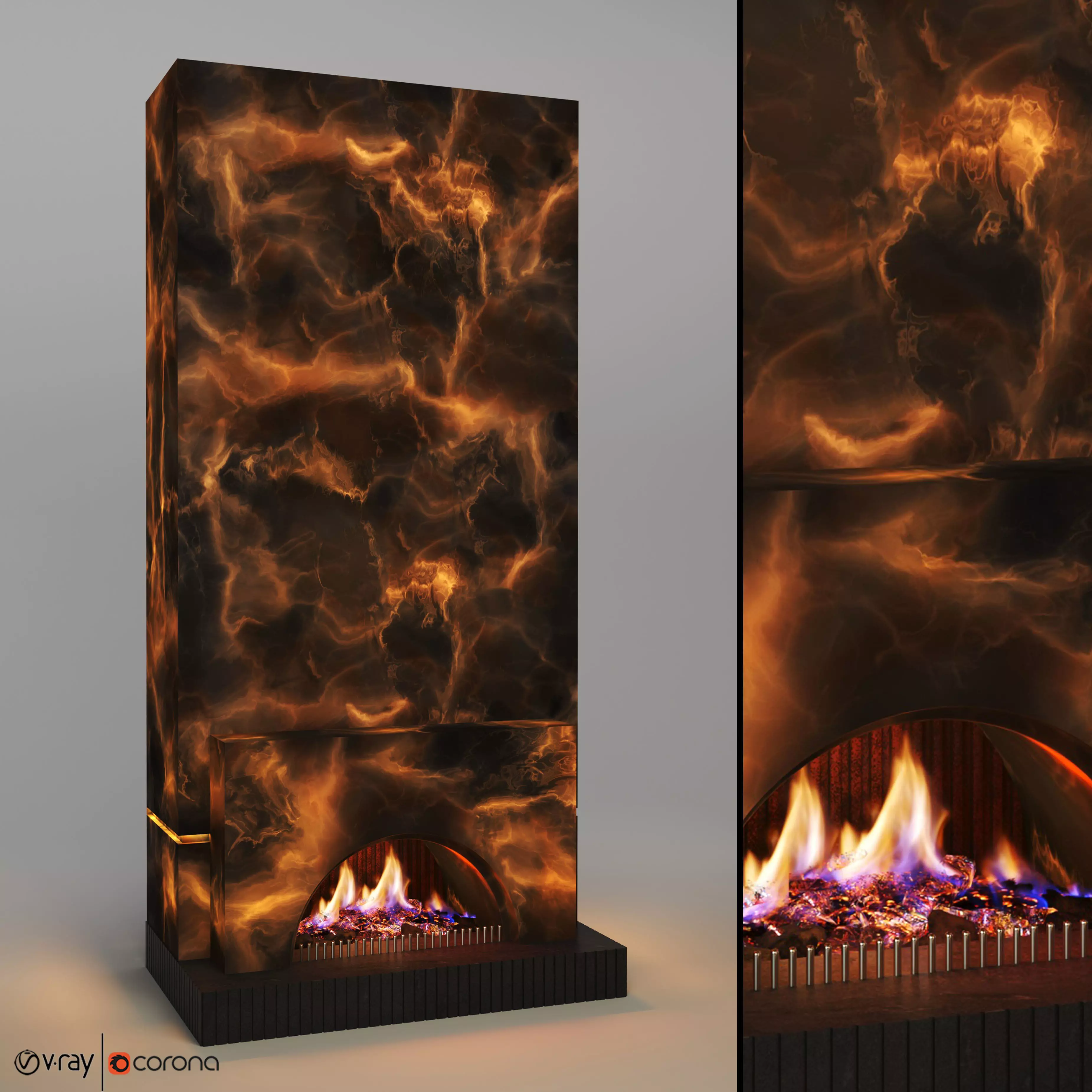 fire place02 Free 3D model_0