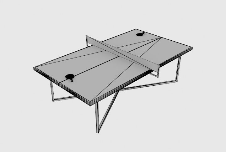 Ping Pong Table low-poly Free 3D model_11