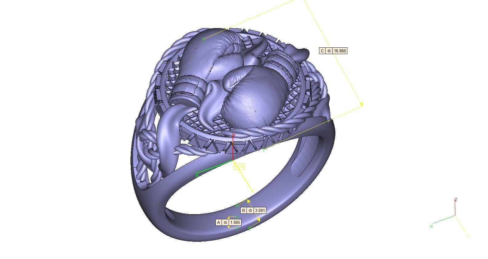 Boxing-ring silver ring with heart 3D print model_8