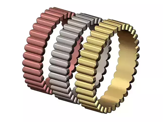 Bubble baguette motif ring