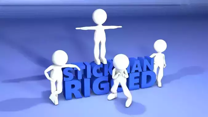 Stickman Character Rigged White Man Low-poly 3D model