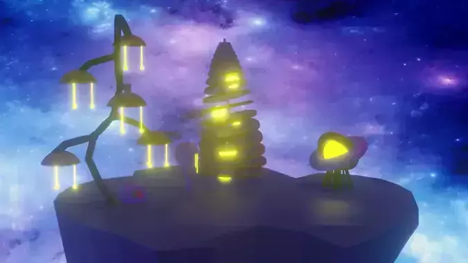 low poly space plant things