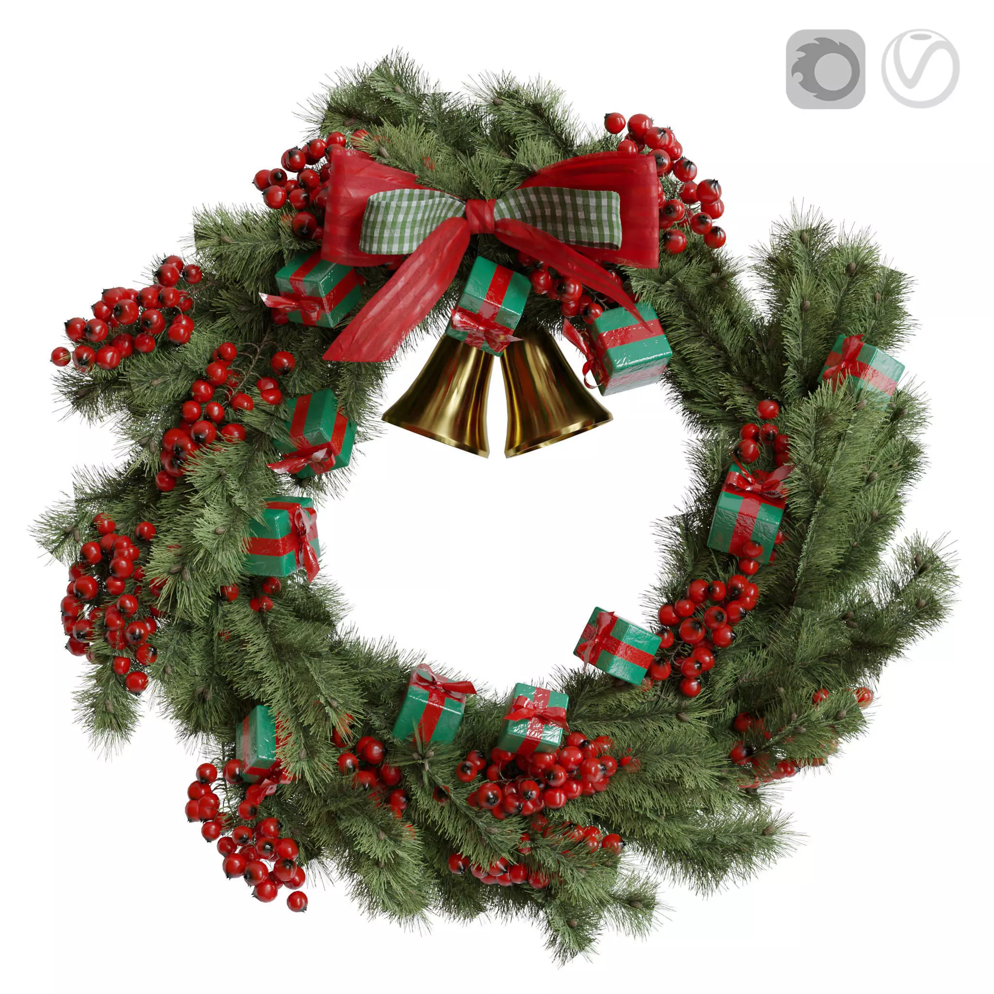 Christmas wreath 1 3D model_0