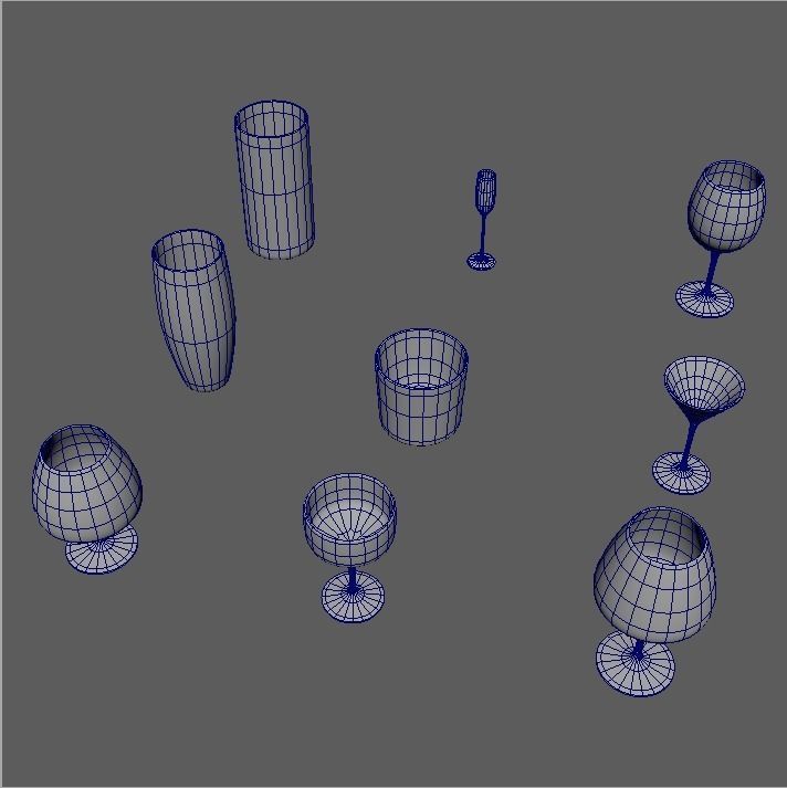 All Types of Glass Low-poly 3D model_11