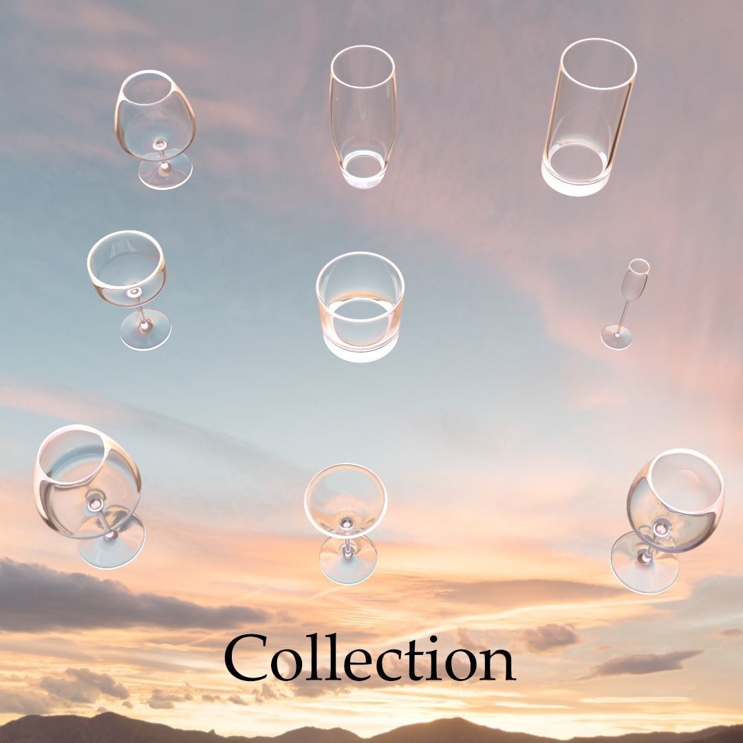 All Types of Glass Low-poly 3D model_4