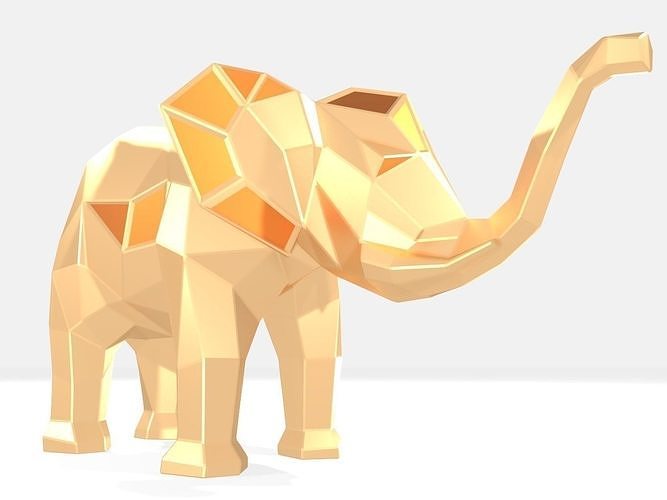 Polygonal Elephant Female Parametric 3D print model