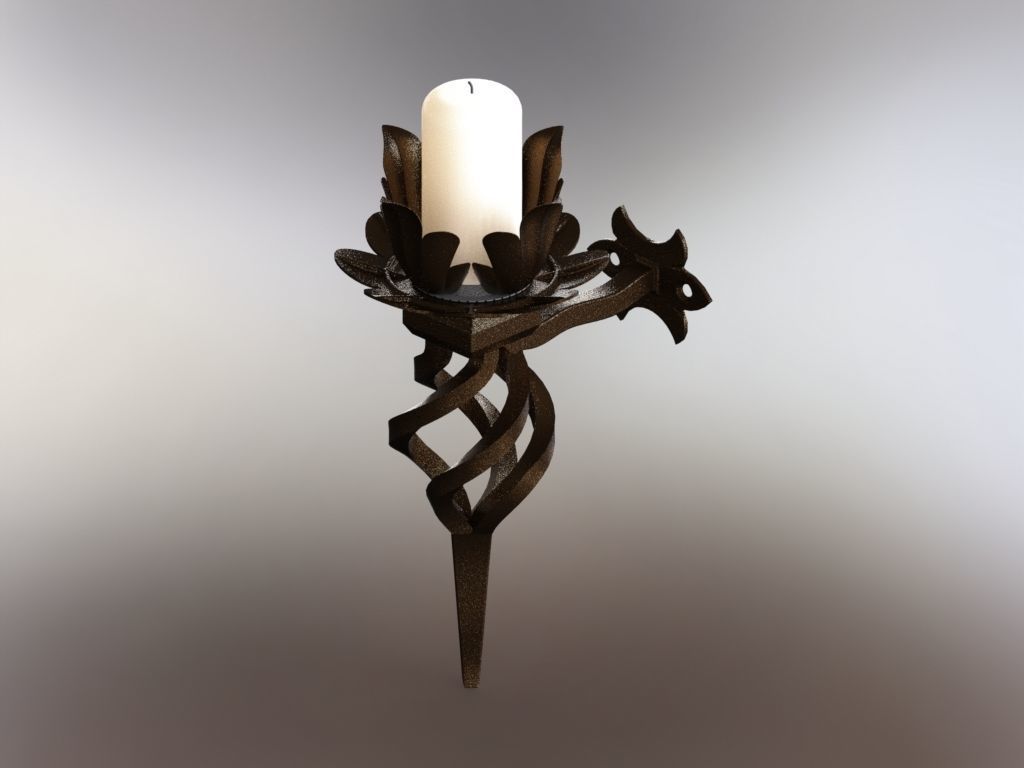 Candlestick lotus candle holder 3D model_5