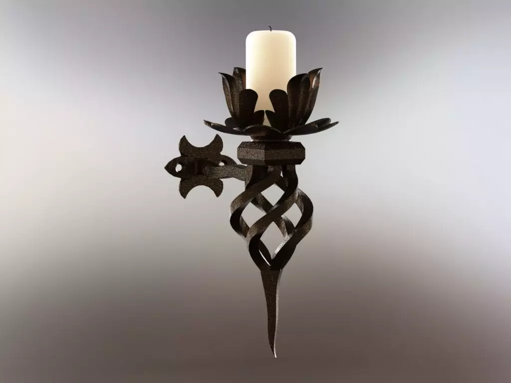Candlestick lotus candle holder 3D model_0