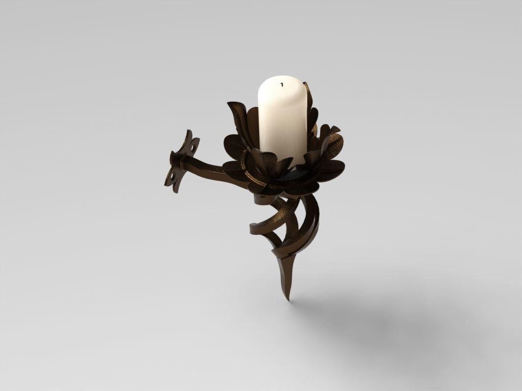 Candlestick lotus candle holder 3D model_3
