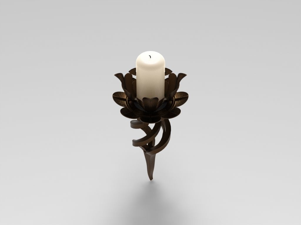 Candlestick lotus candle holder 3D model_2