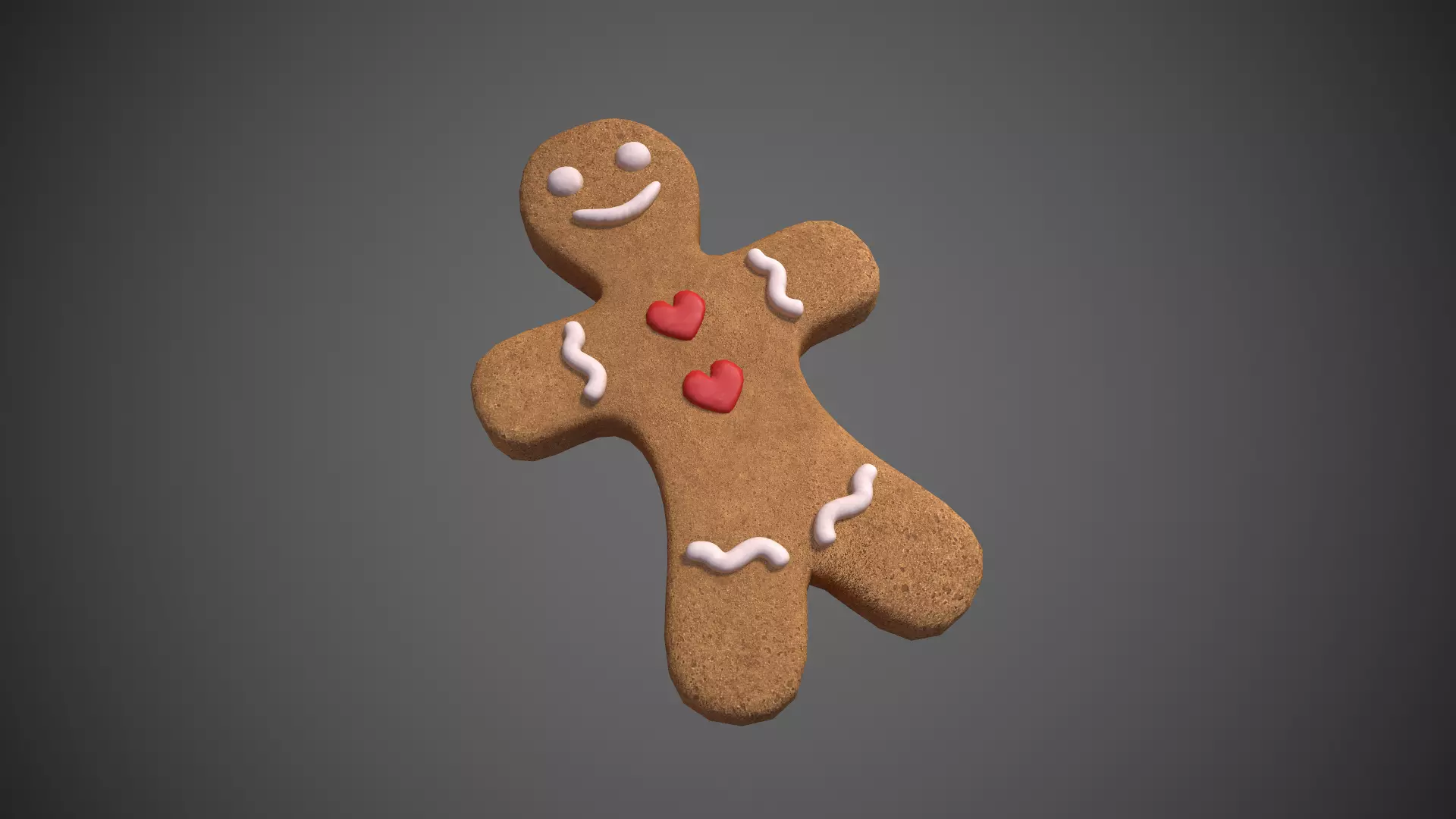 Gingerbread Cookie Man Low-poly 3D model_0