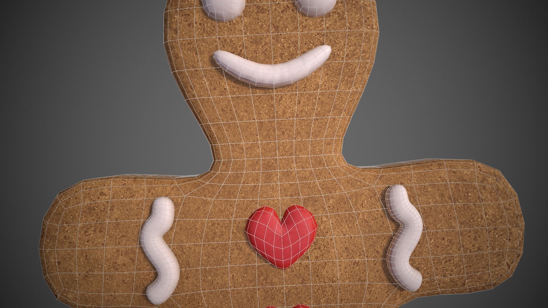 Gingerbread Cookie Man Low-poly 3D model_8