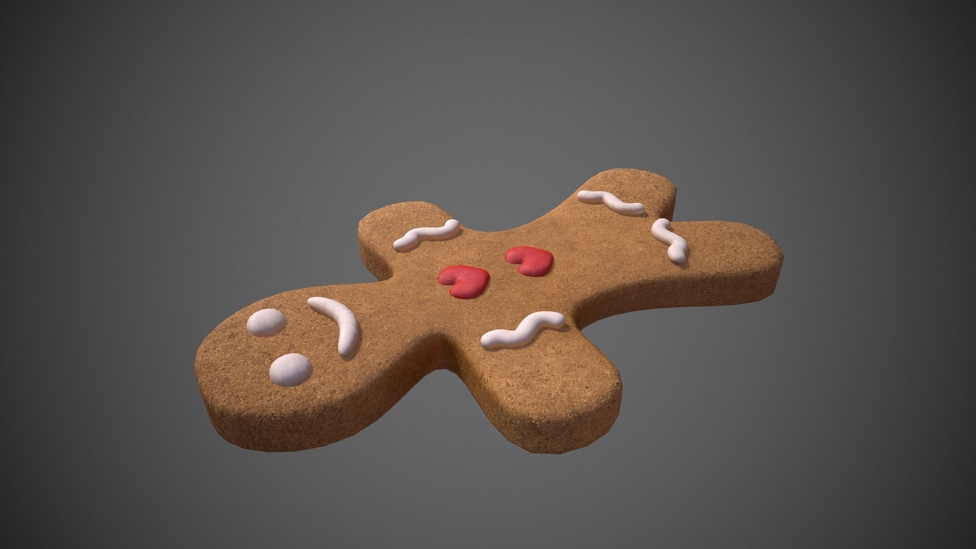 Gingerbread Cookie Man Low-poly 3D model_3