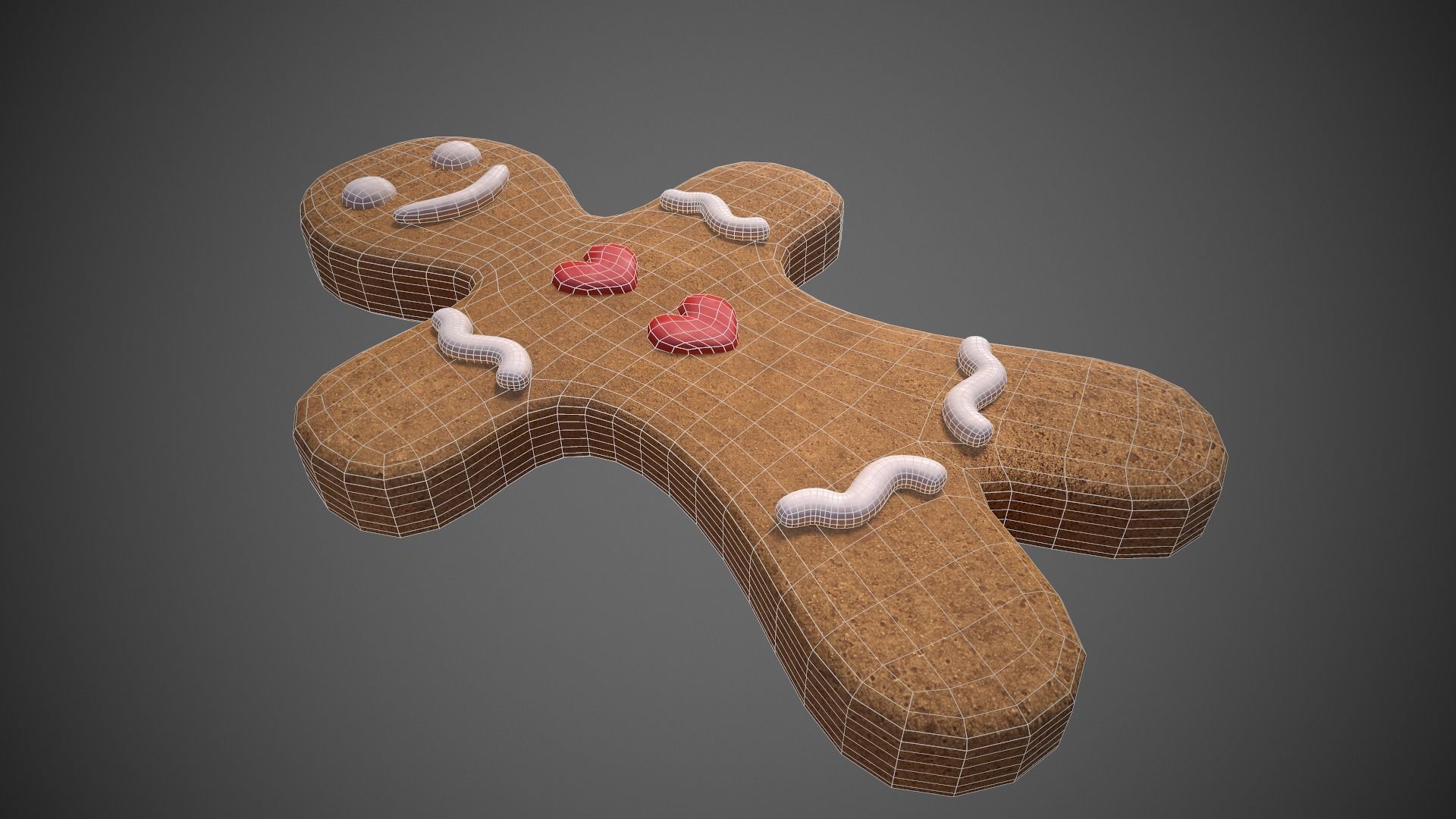 Gingerbread Cookie Man Low-poly 3D model_7