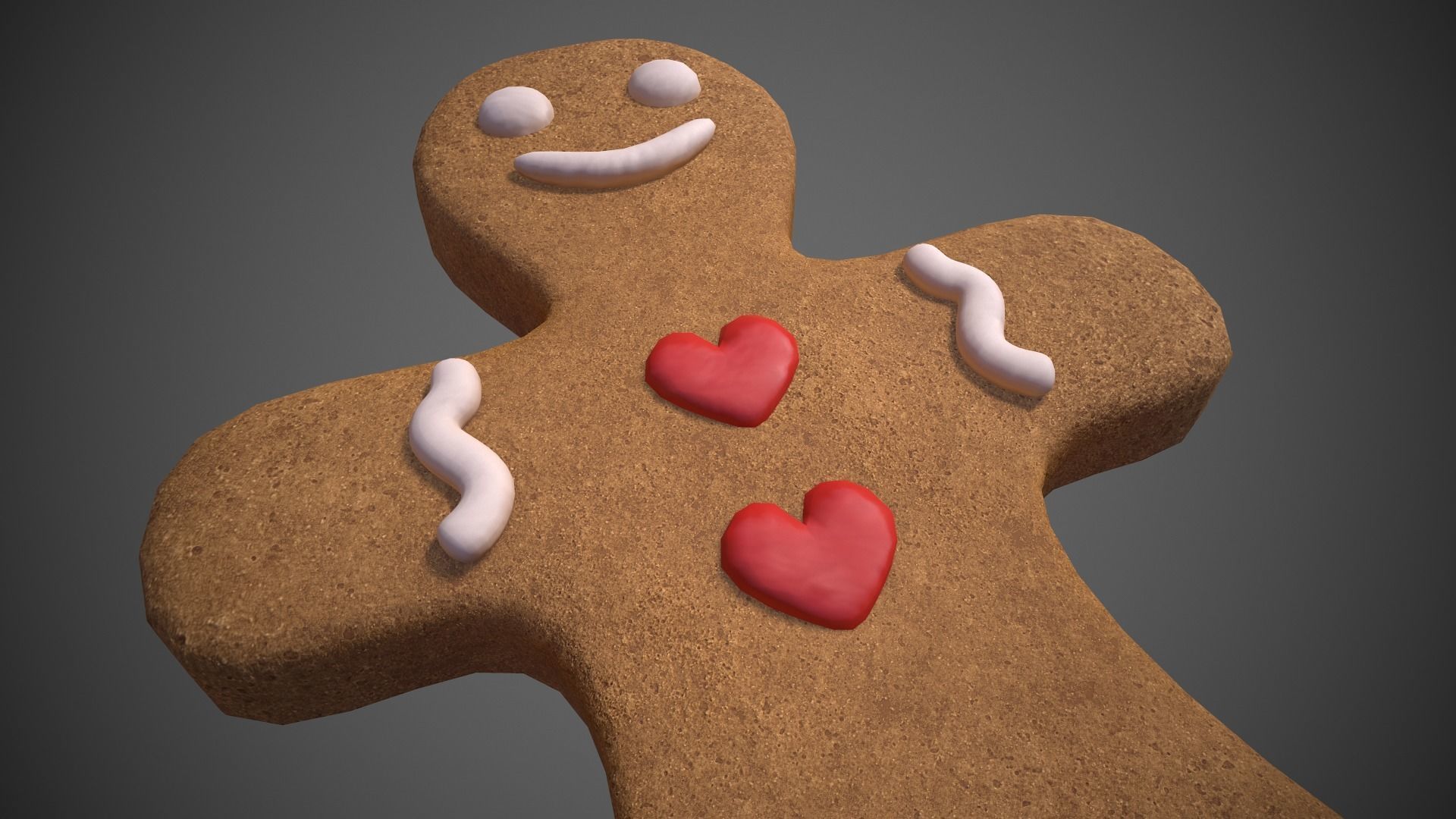 Gingerbread Cookie Man Low-poly 3D model_2