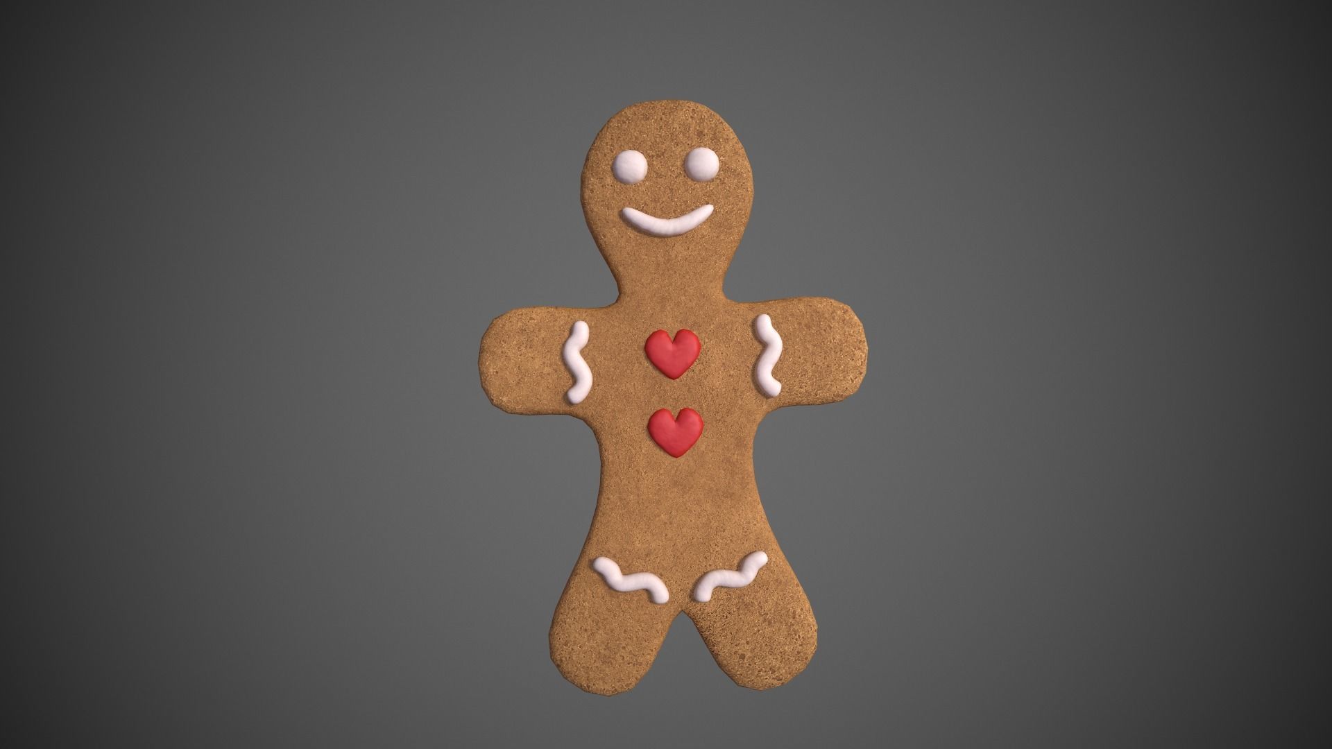 Gingerbread Cookie Man Low-poly 3D model_5
