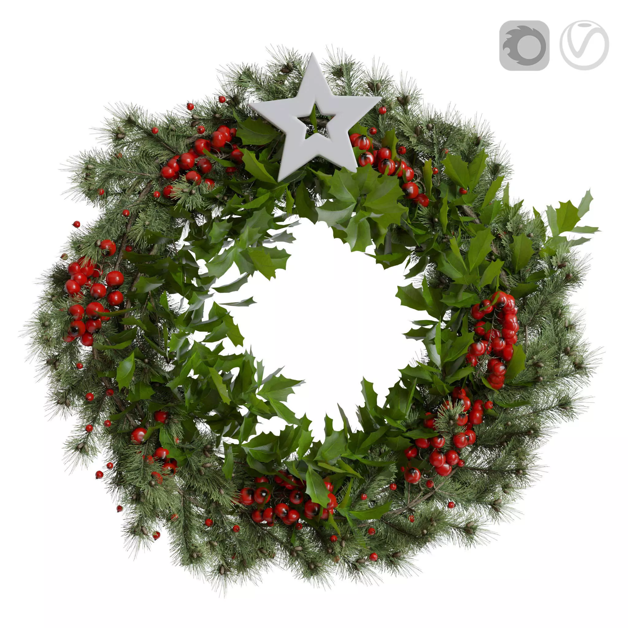 Christmas wreath 6 3D model_0