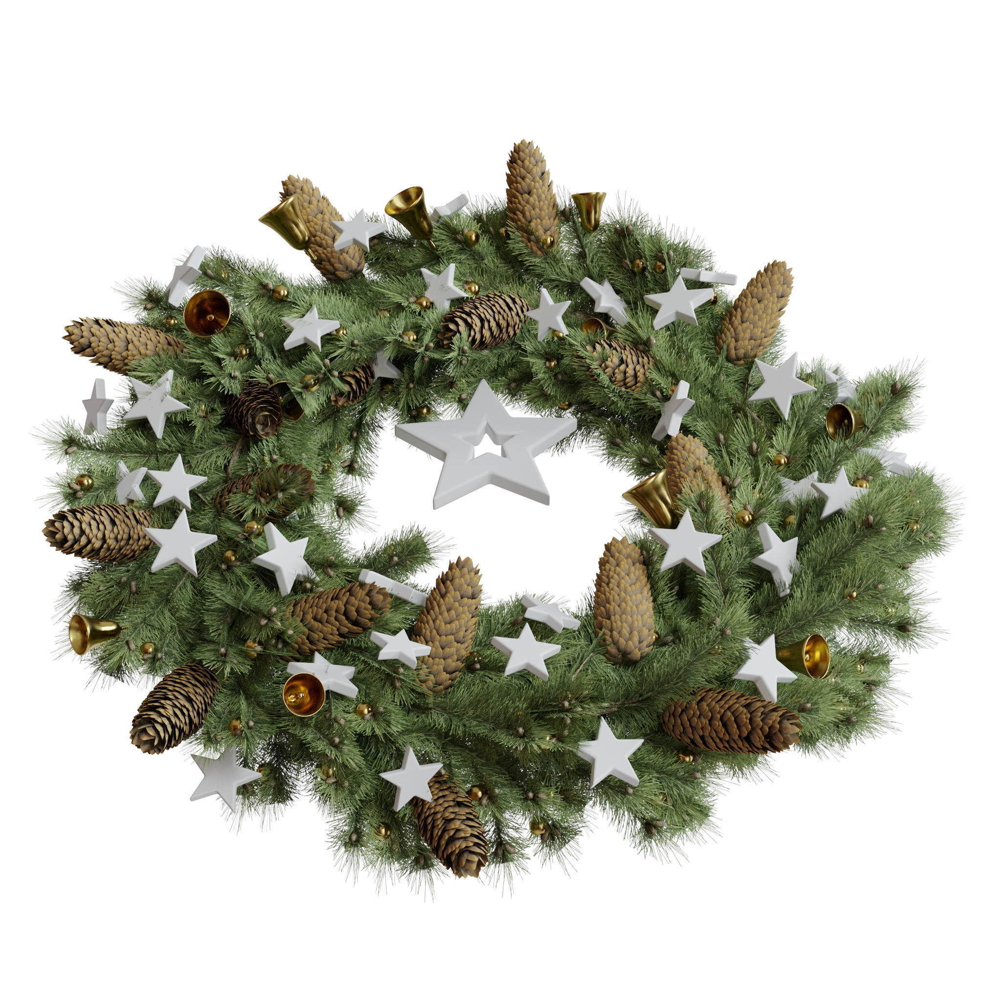 Christmas wreaths four types 3D model_40