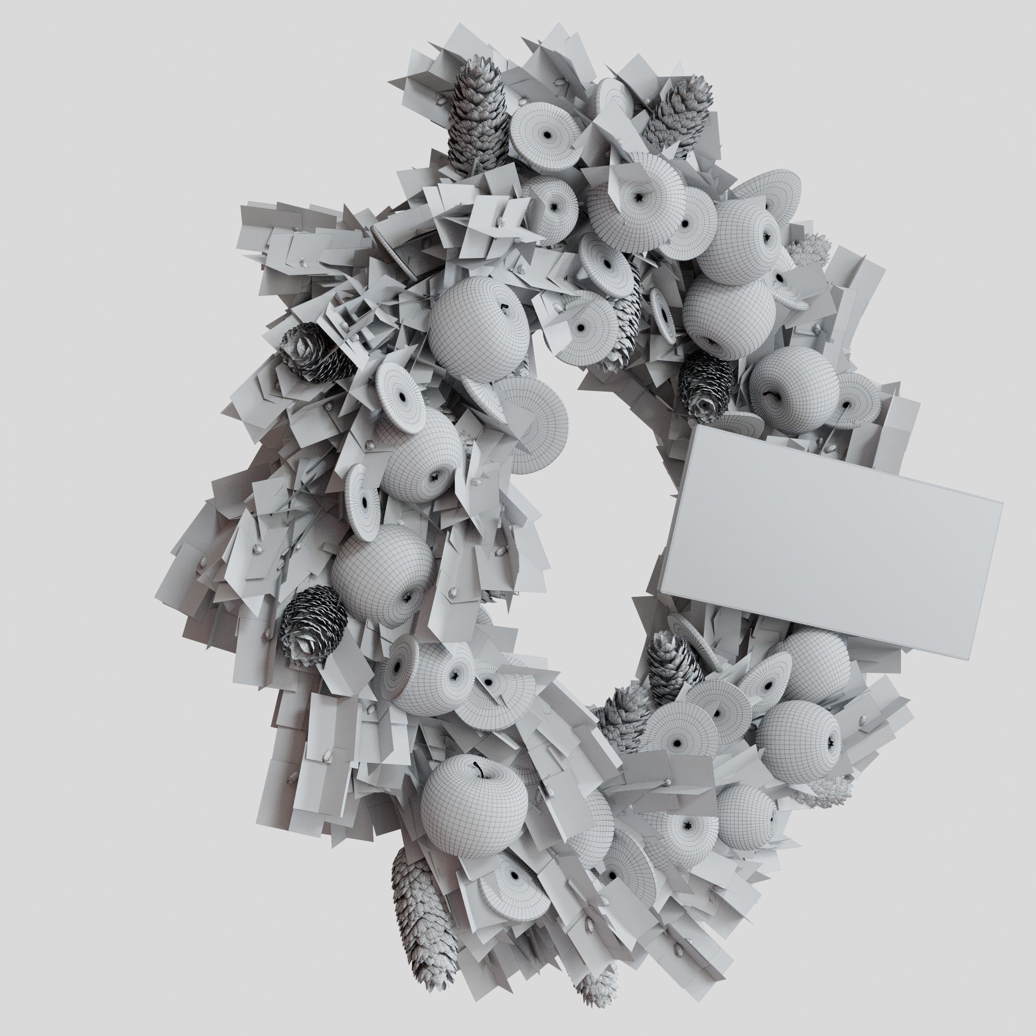 Christmas wreaths four types 3D model_23