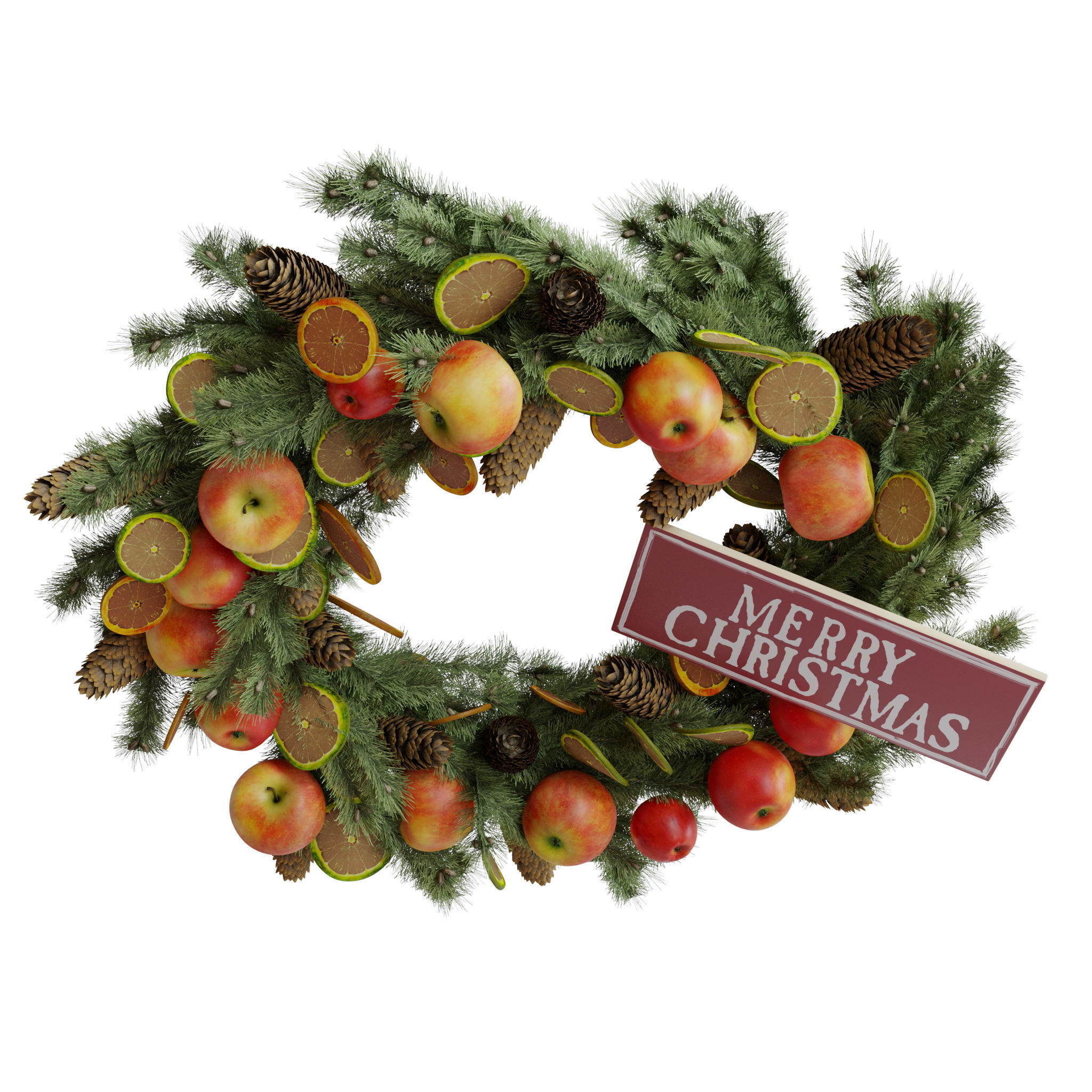 Christmas wreaths four types 3D model_27