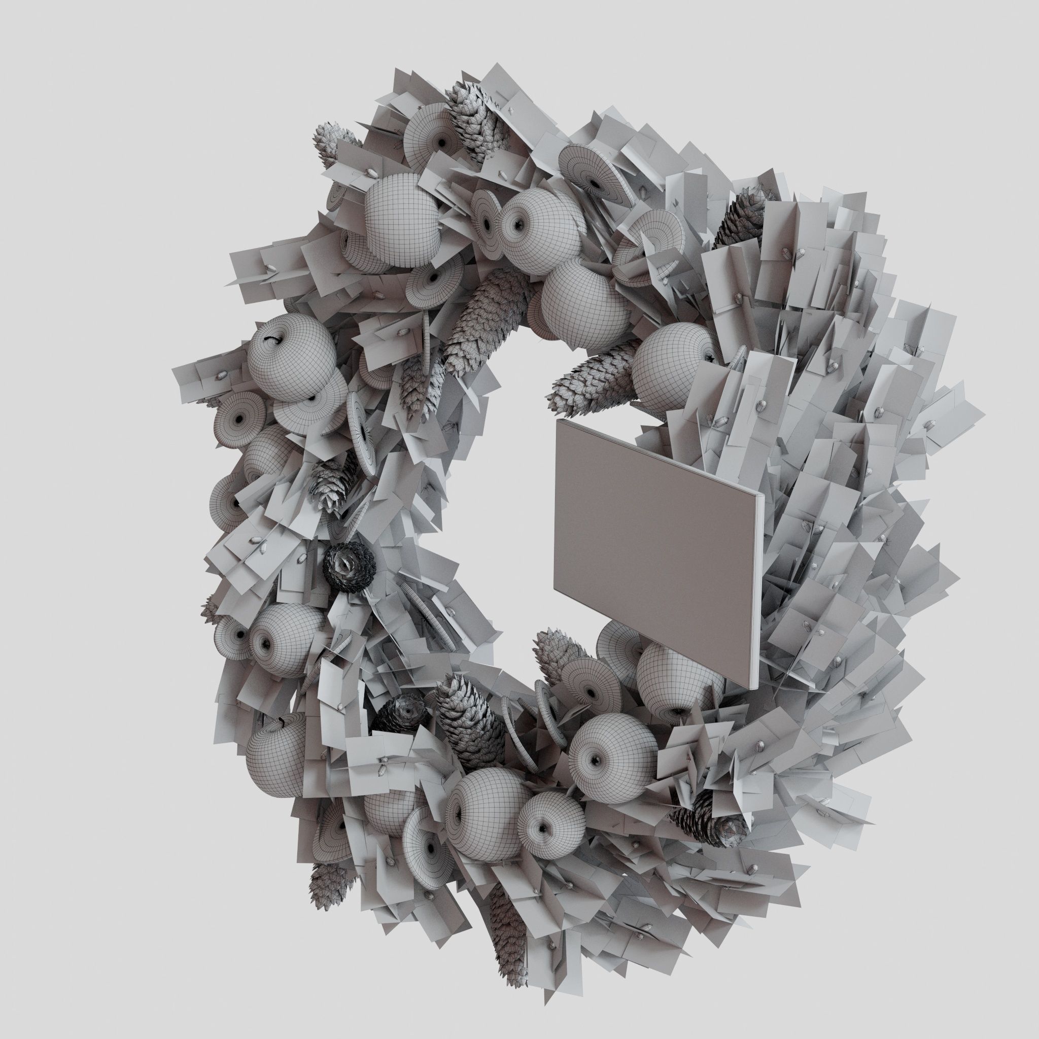 Christmas wreaths four types 3D model_25