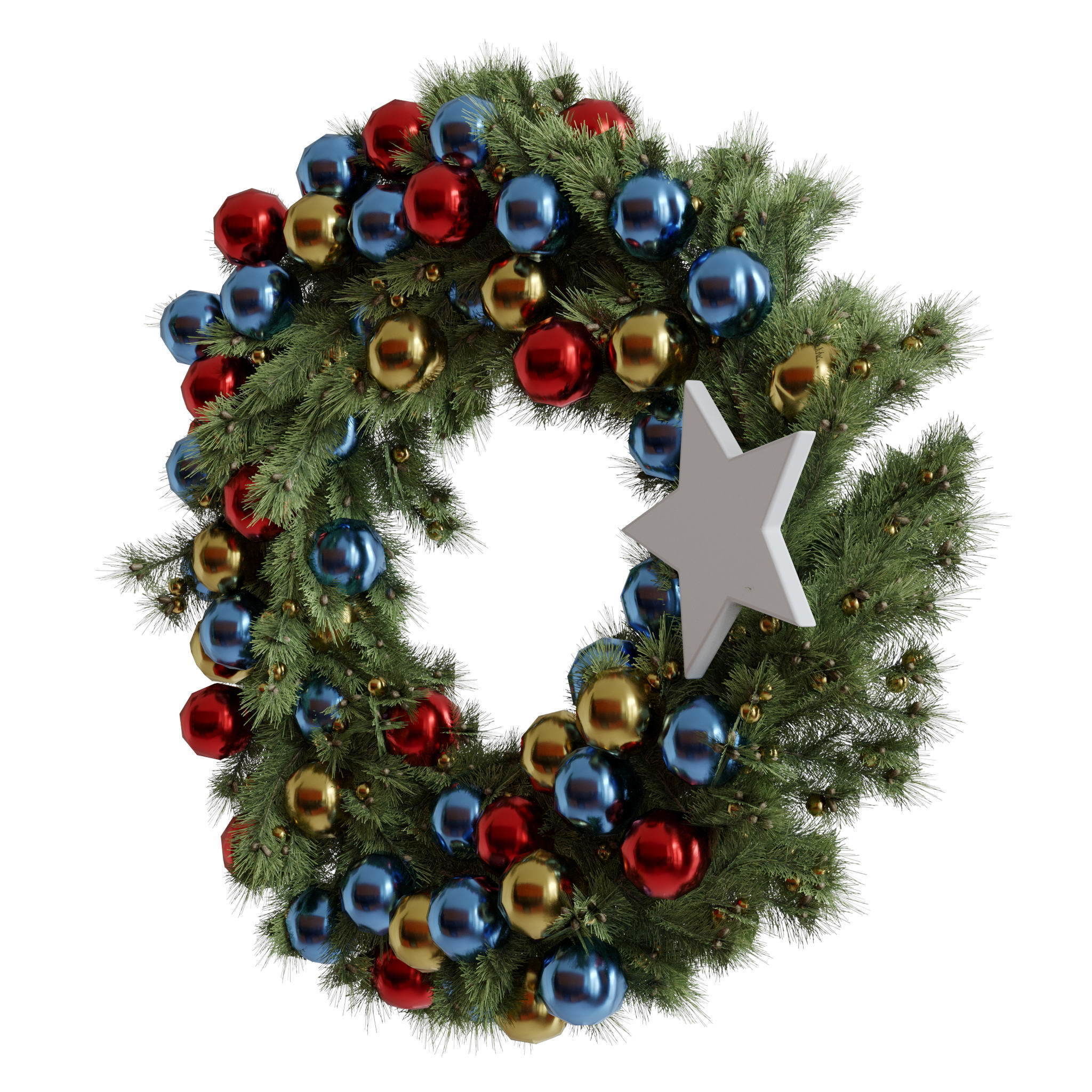 Christmas wreaths four types 3D model_45