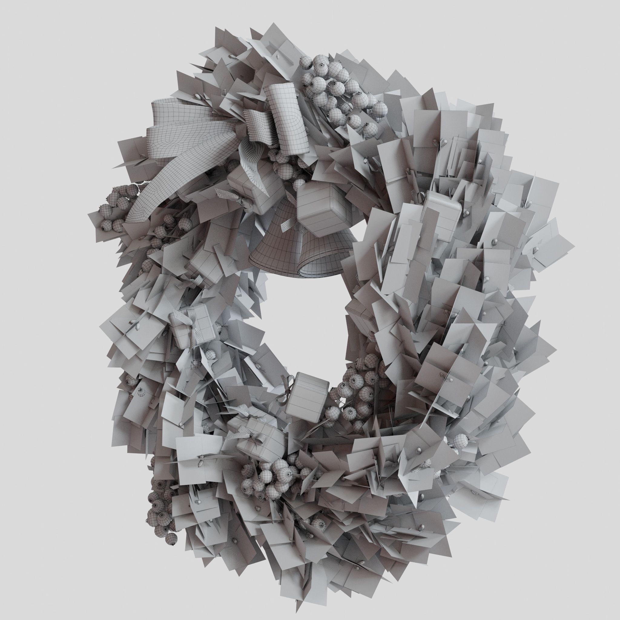 Christmas wreaths four types 3D model_18