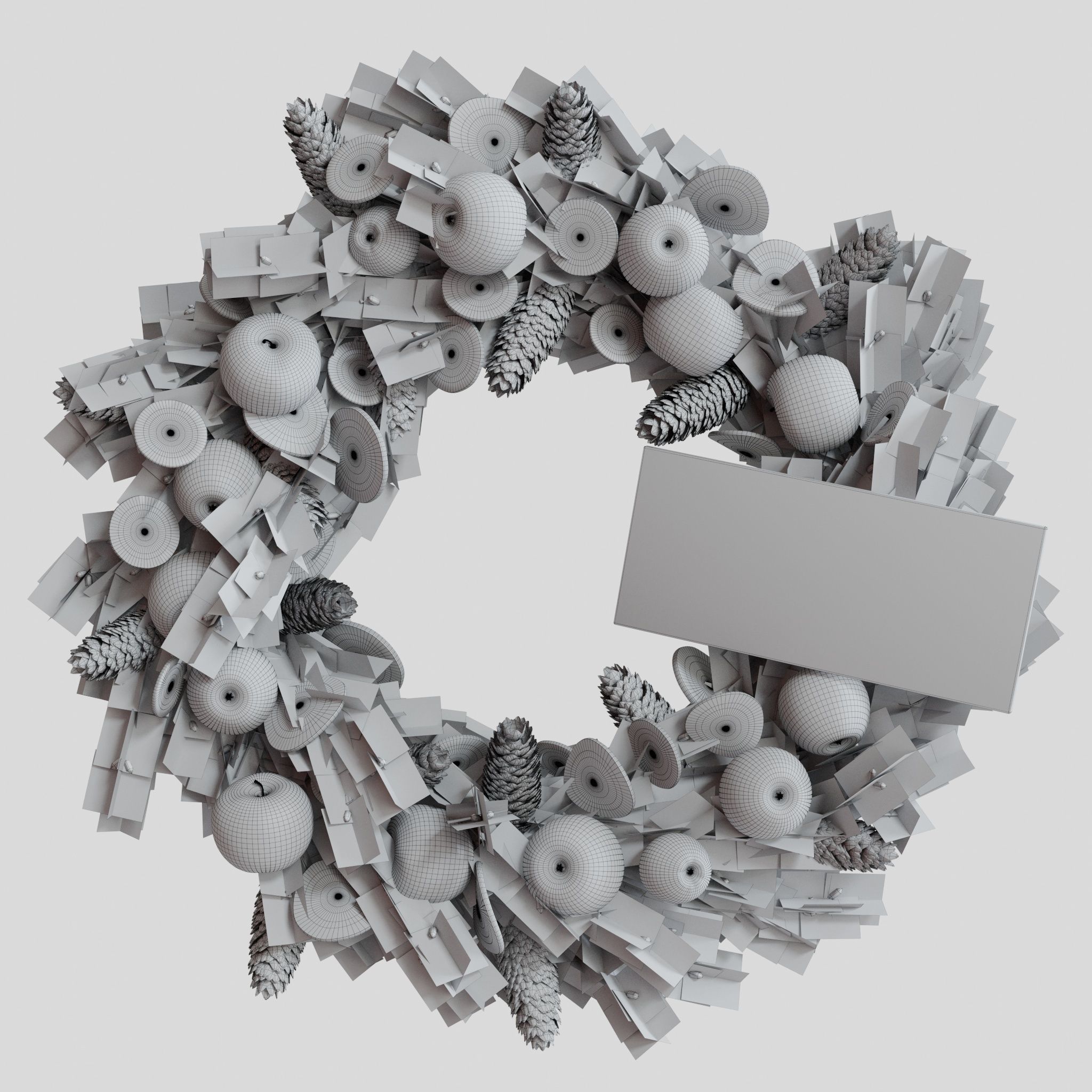 Christmas wreaths four types 3D model_21