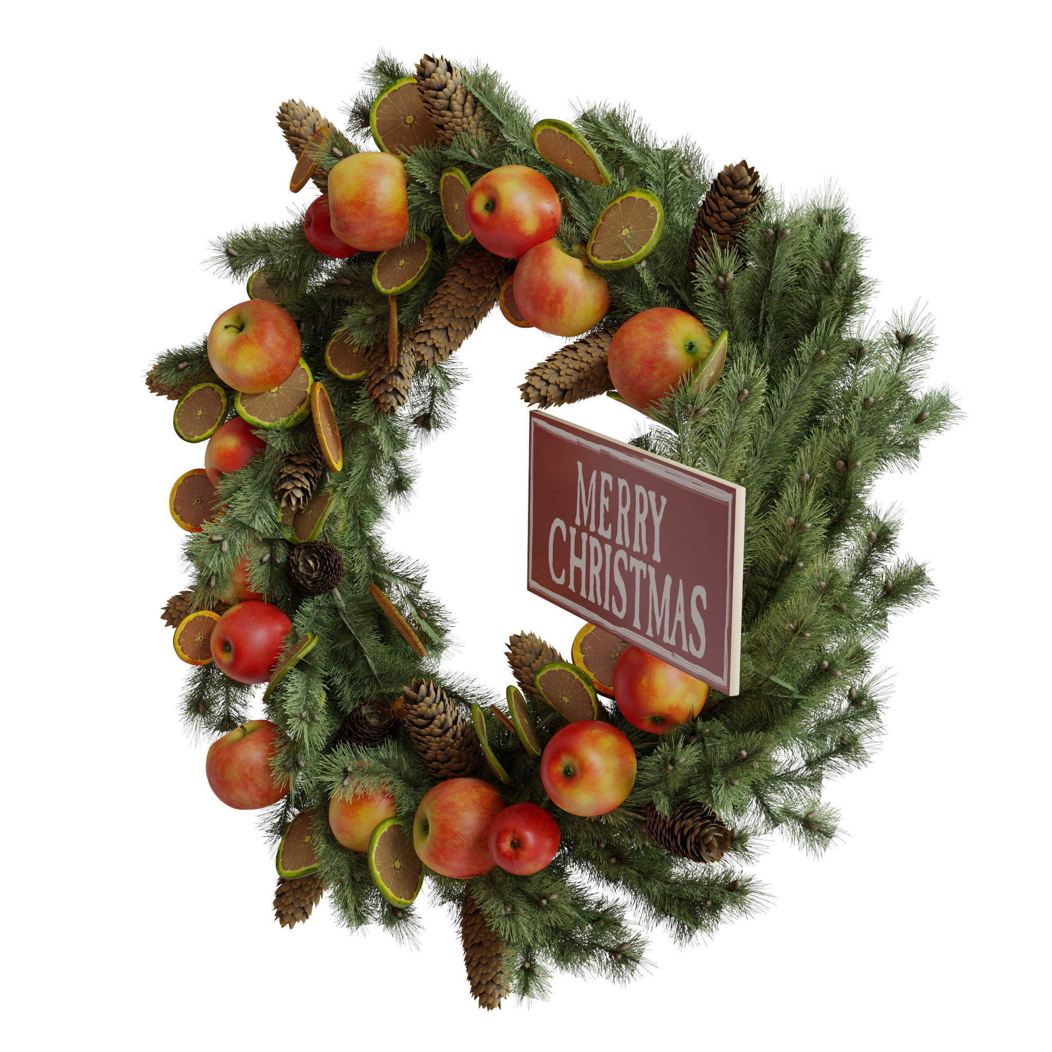 Christmas wreaths four types 3D model_24