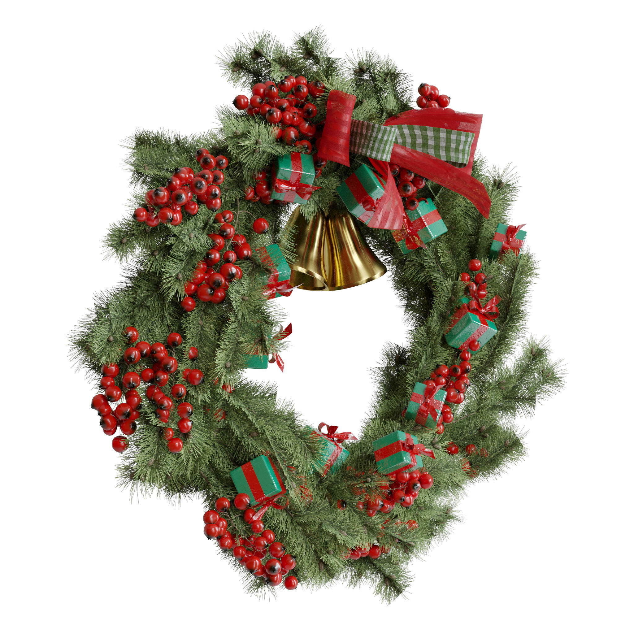 Christmas wreaths four types 3D model_15