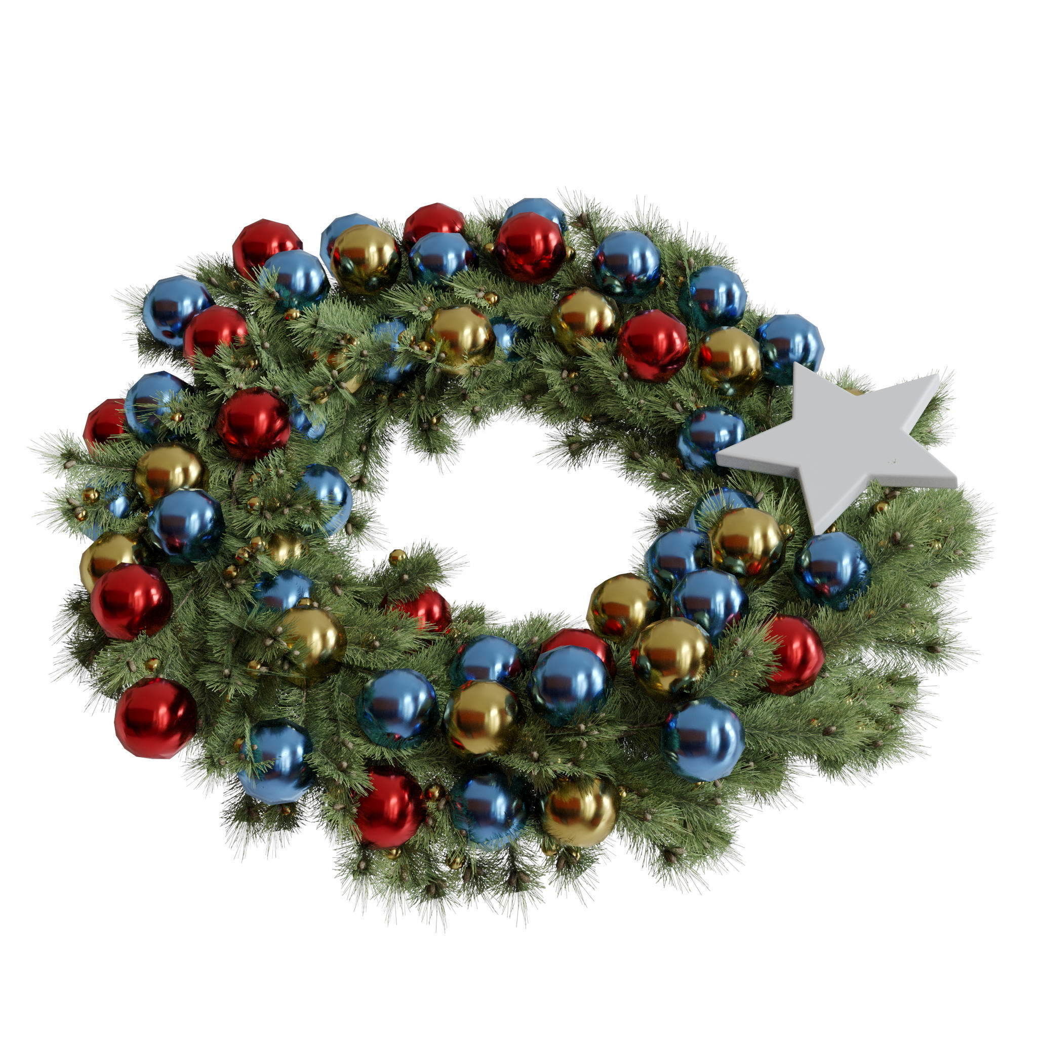 Christmas wreaths four types 3D model_47