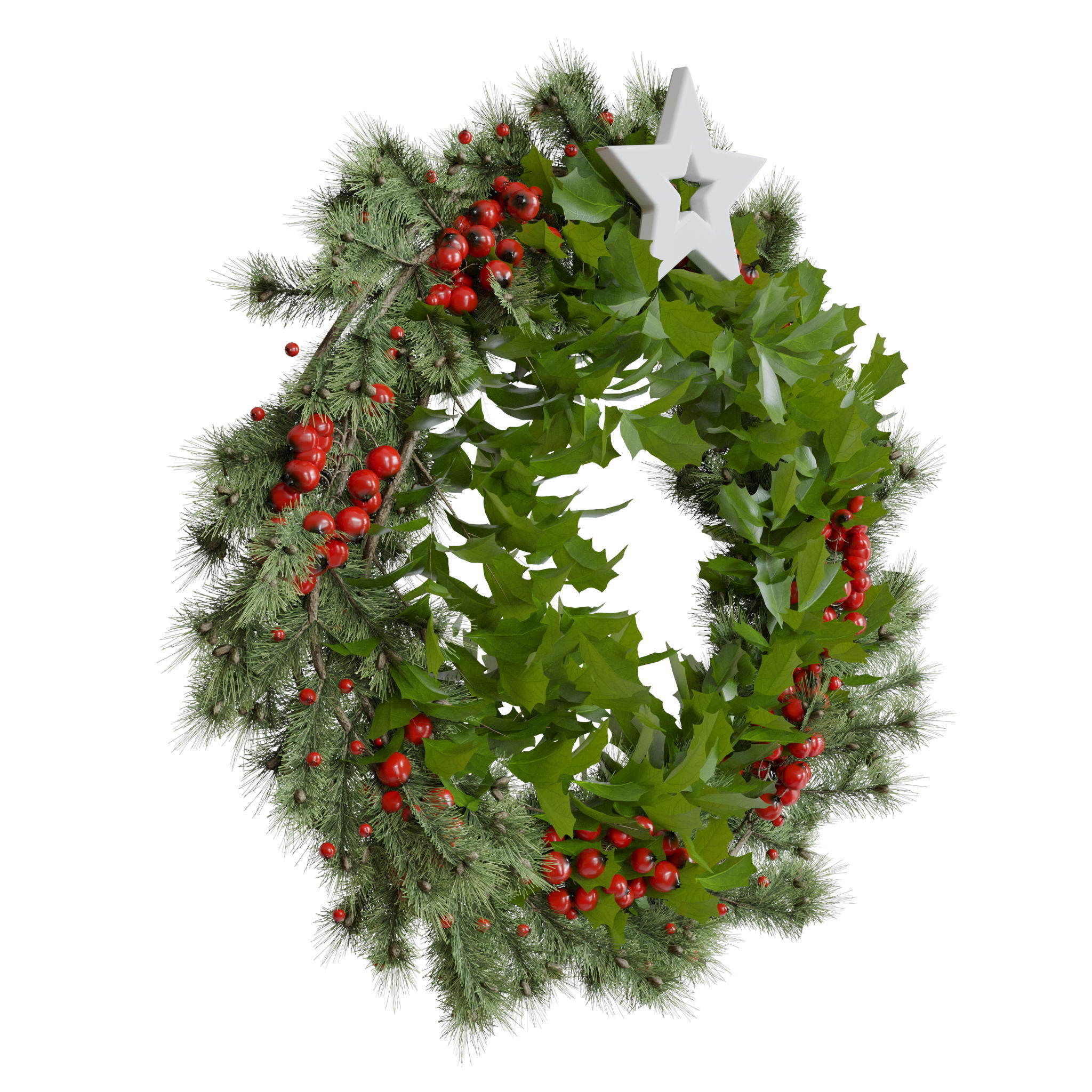 Christmas wreaths four types 3D model_50
