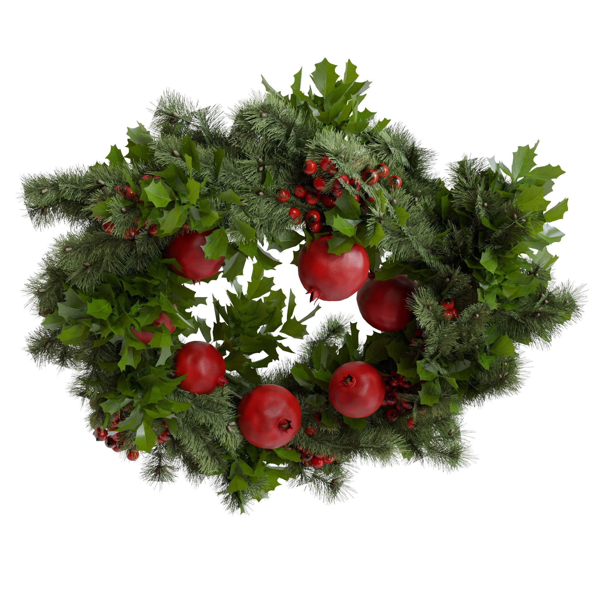 Christmas wreaths four types 3D model_34