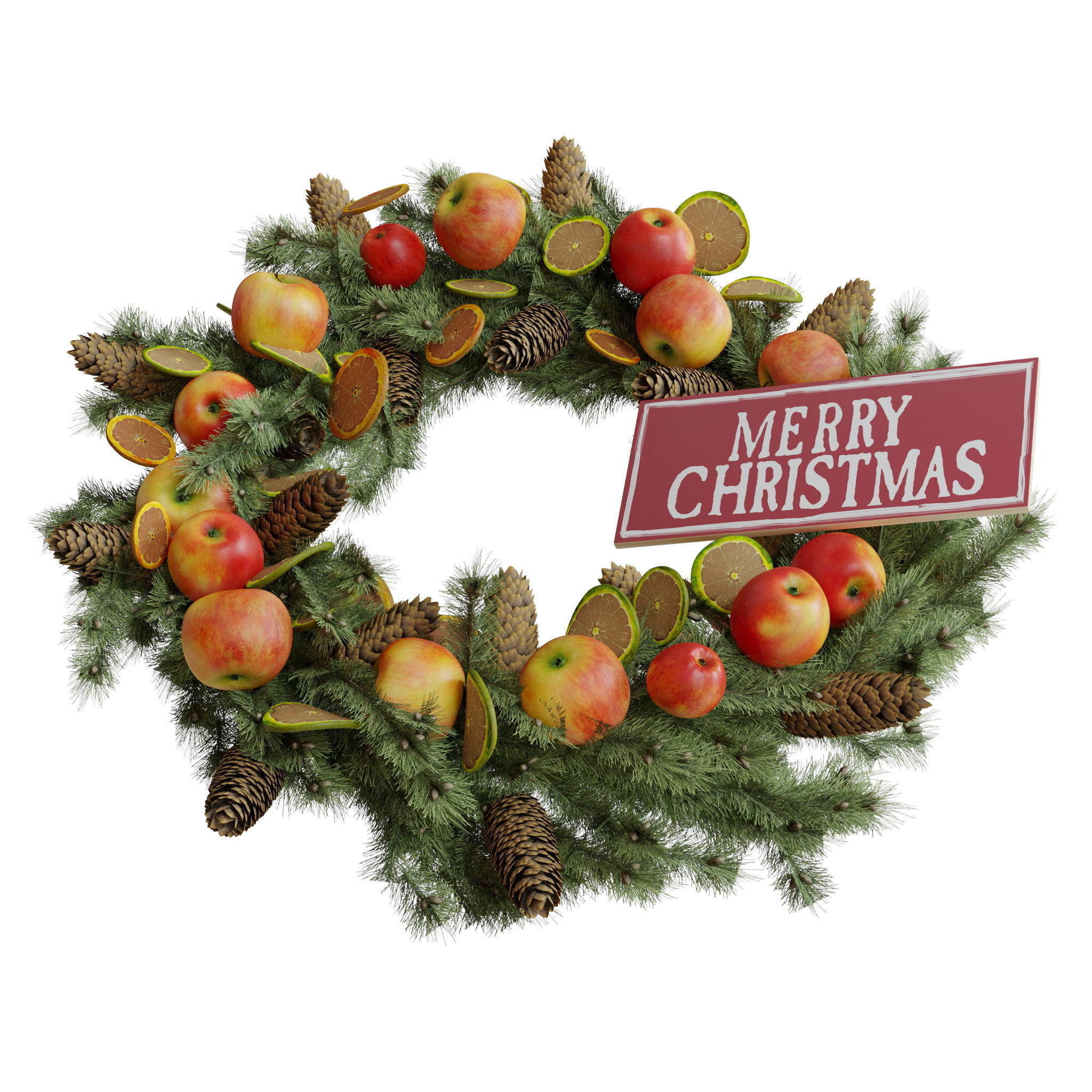 Christmas wreaths four types 3D model_26