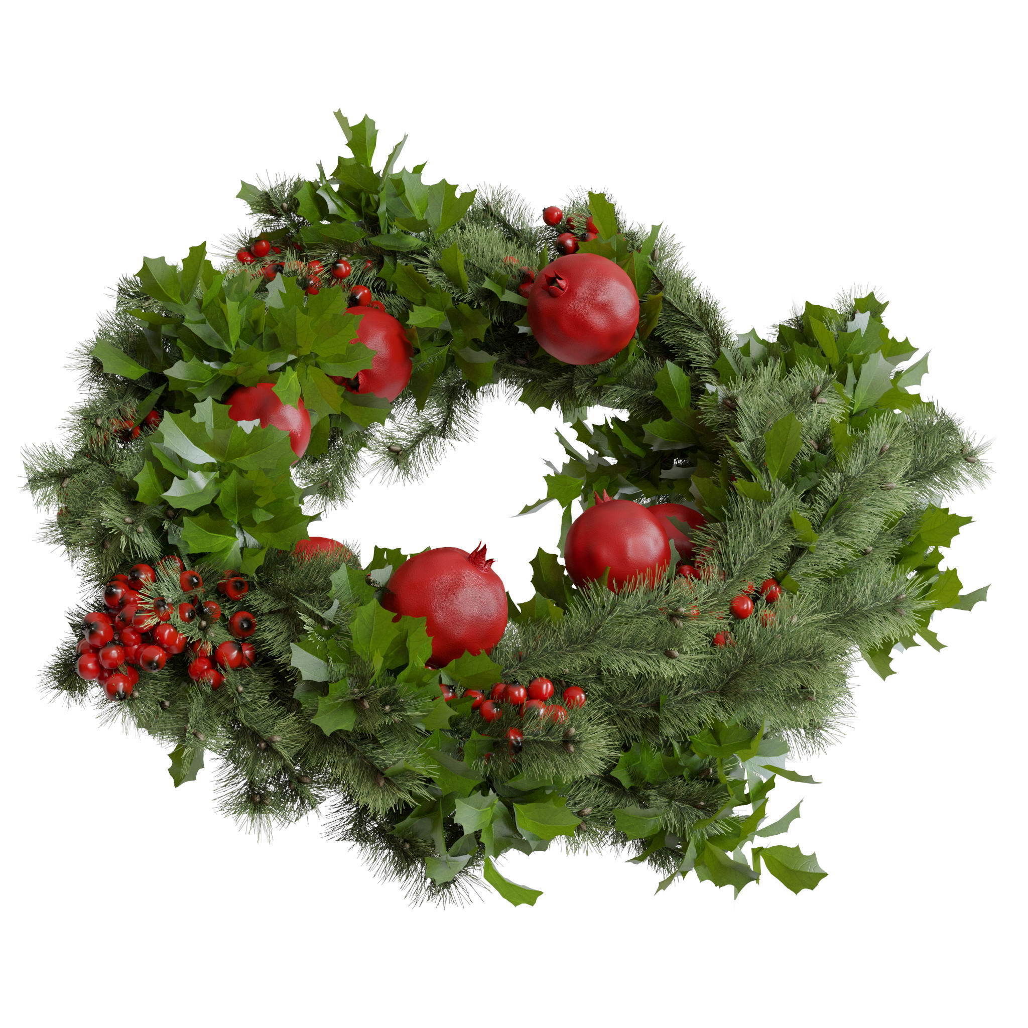 Christmas wreaths four types 3D model_33